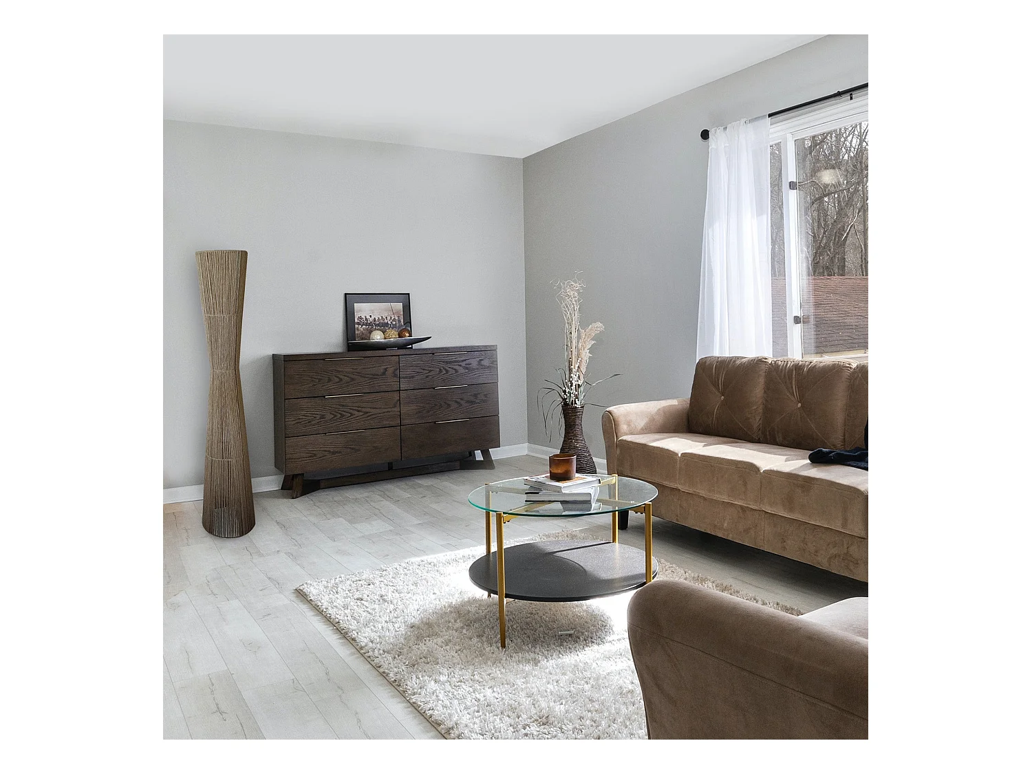 Lampadaire TOSEL ,métal,naturel,H145x D30xP30cm