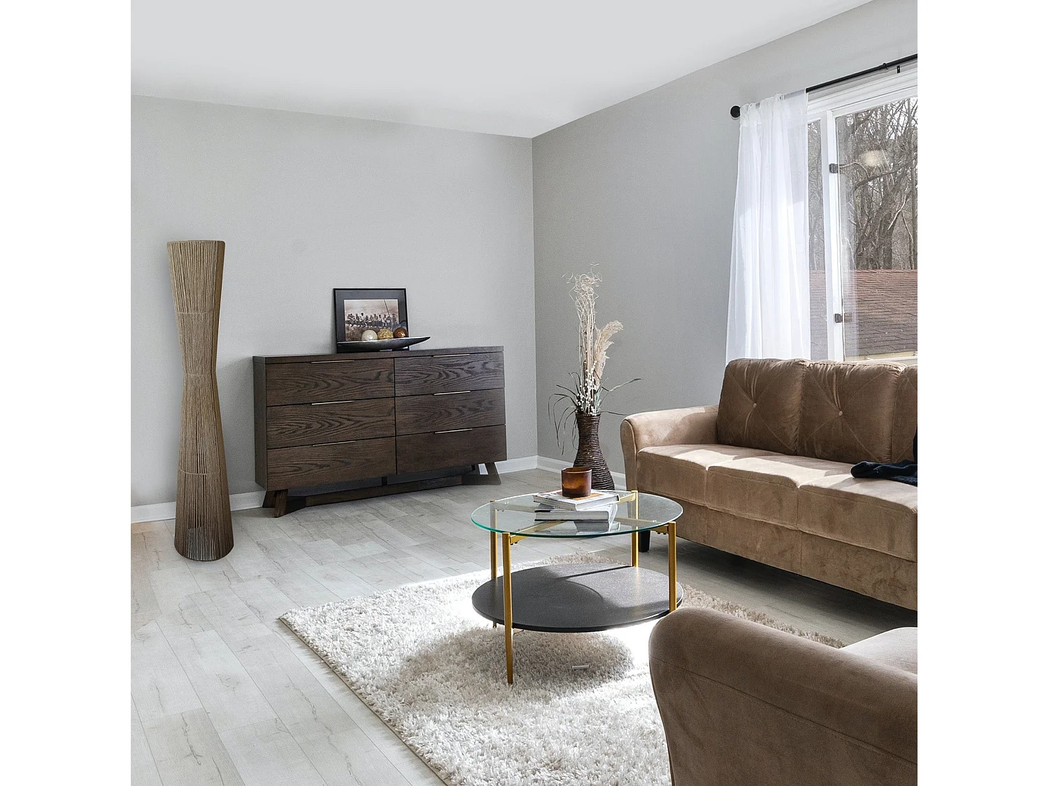 Lampadaire TOSEL ,métal,naturel,H145x D30xP30cm