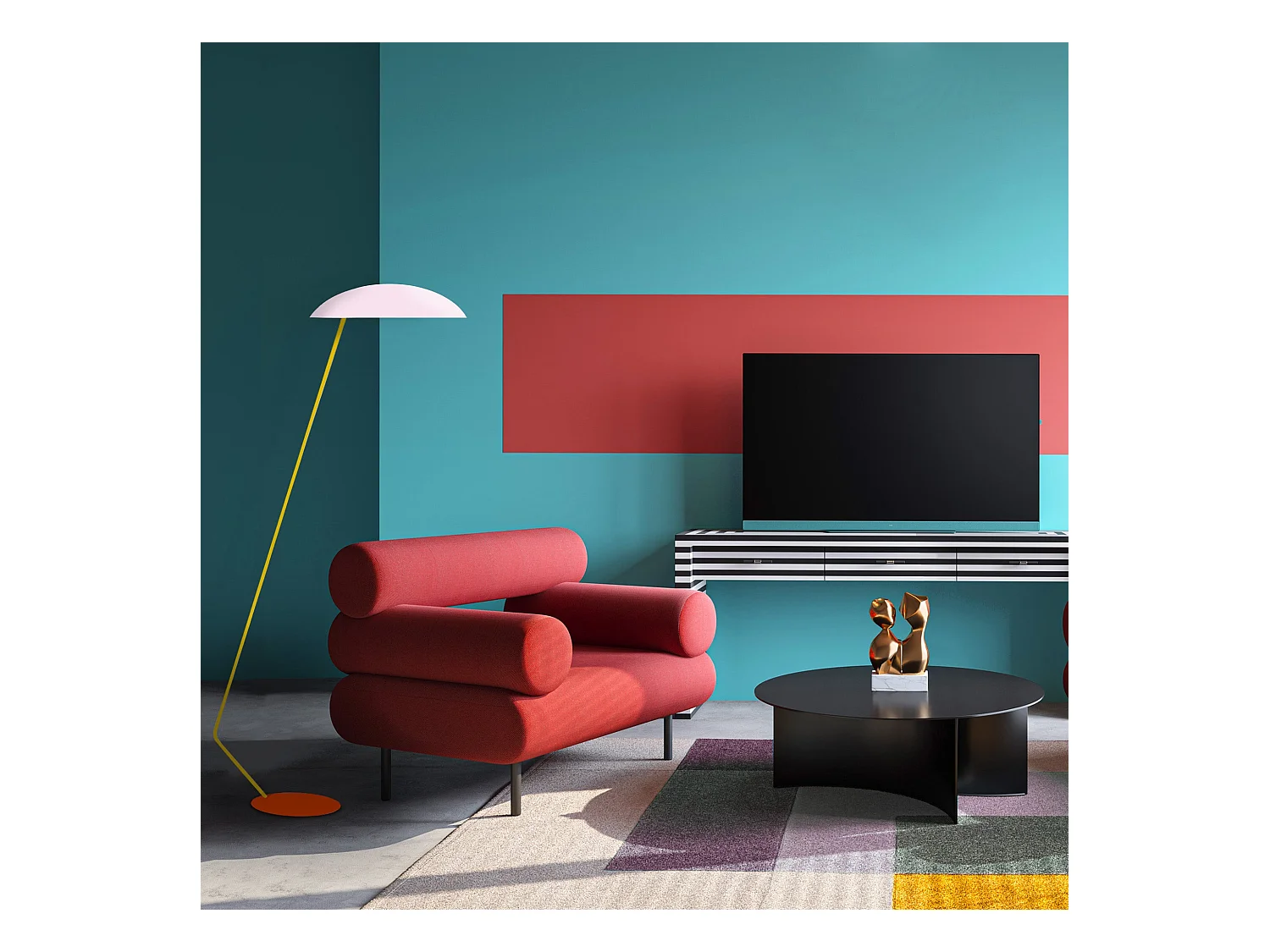 Lampadaire de Bureau TOSEL ,métal,Rose ,H174xD33xP70cm