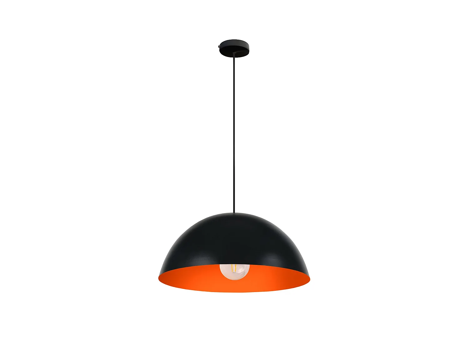 Lampadario a sospensione  metallo cupola  DEMI bola 35  arancio D'35cm