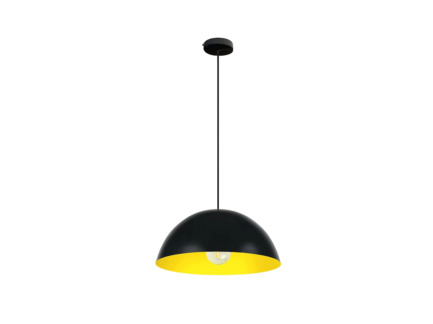 Lampadario a sospensione  metallo cupola  DEMI bola  giallo D'30cm