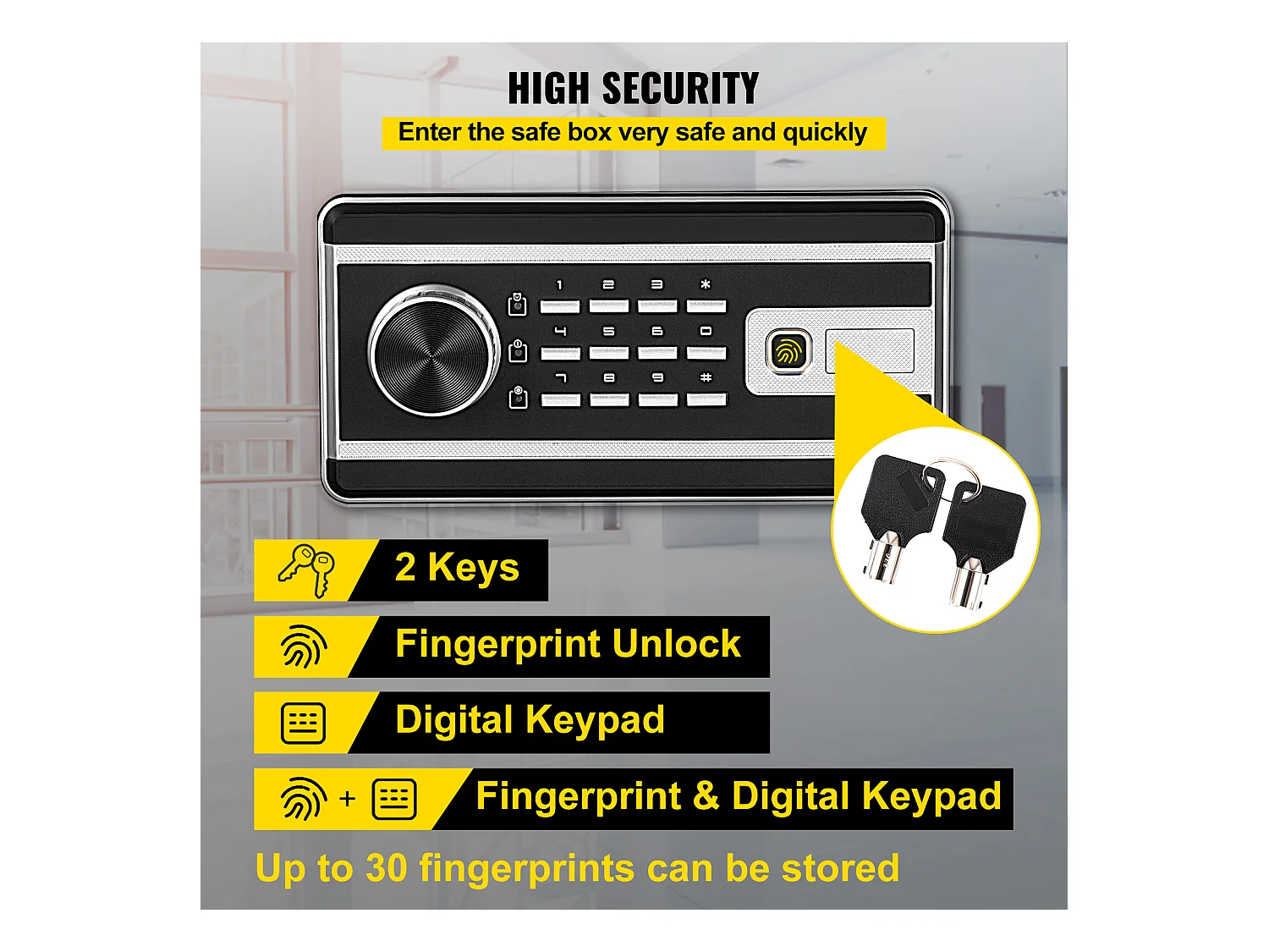 Skrytka Bezpieczeństwa SucceBuy, z Zamkiem Kluczem Cyfrowym, 48 L, Dla Domu i Biura
