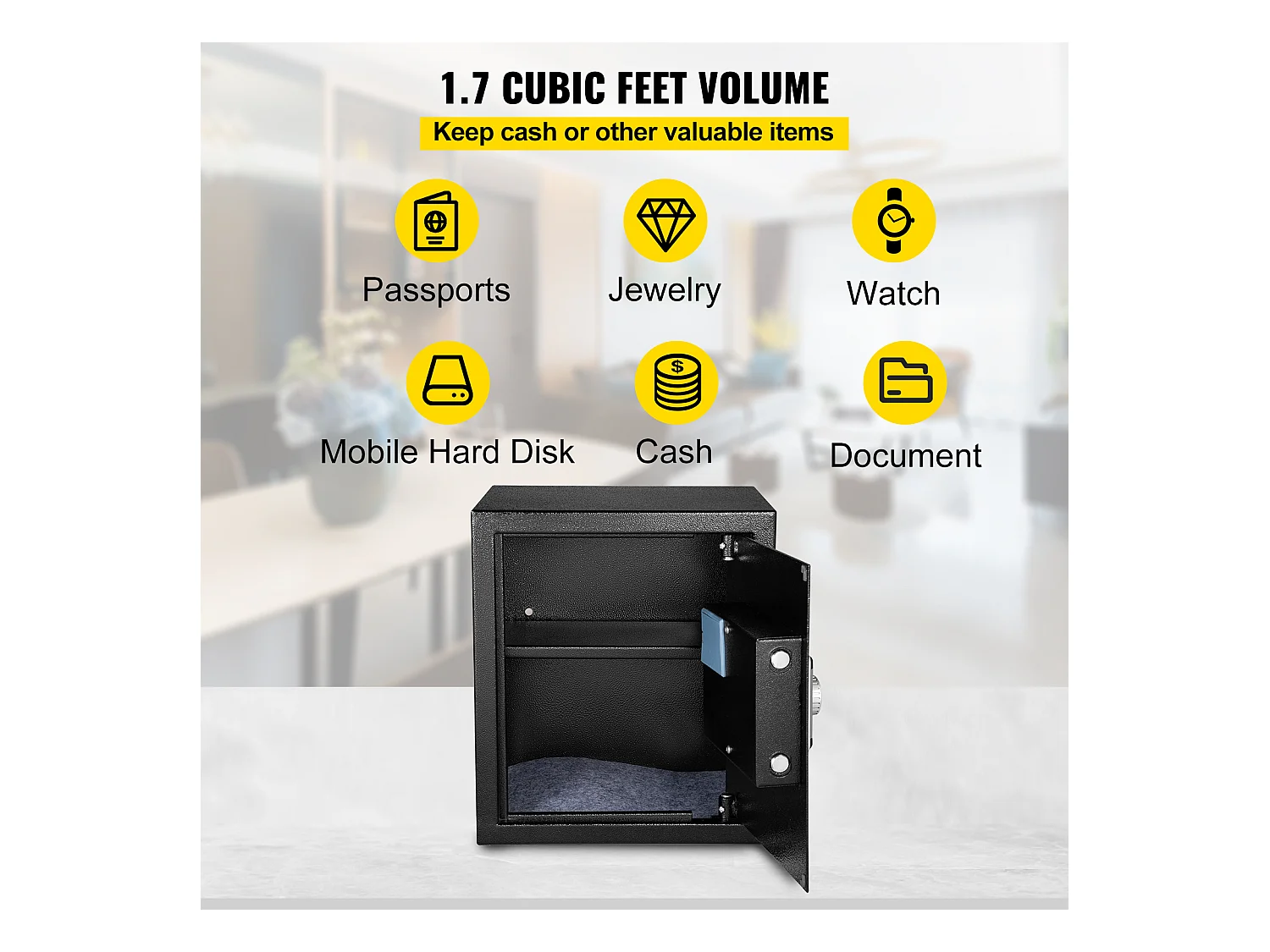 Skrytka Bezpieczeństwa SucceBuy, z Zamkiem Kluczem Cyfrowym, 48 L, Dla Domu i Biura