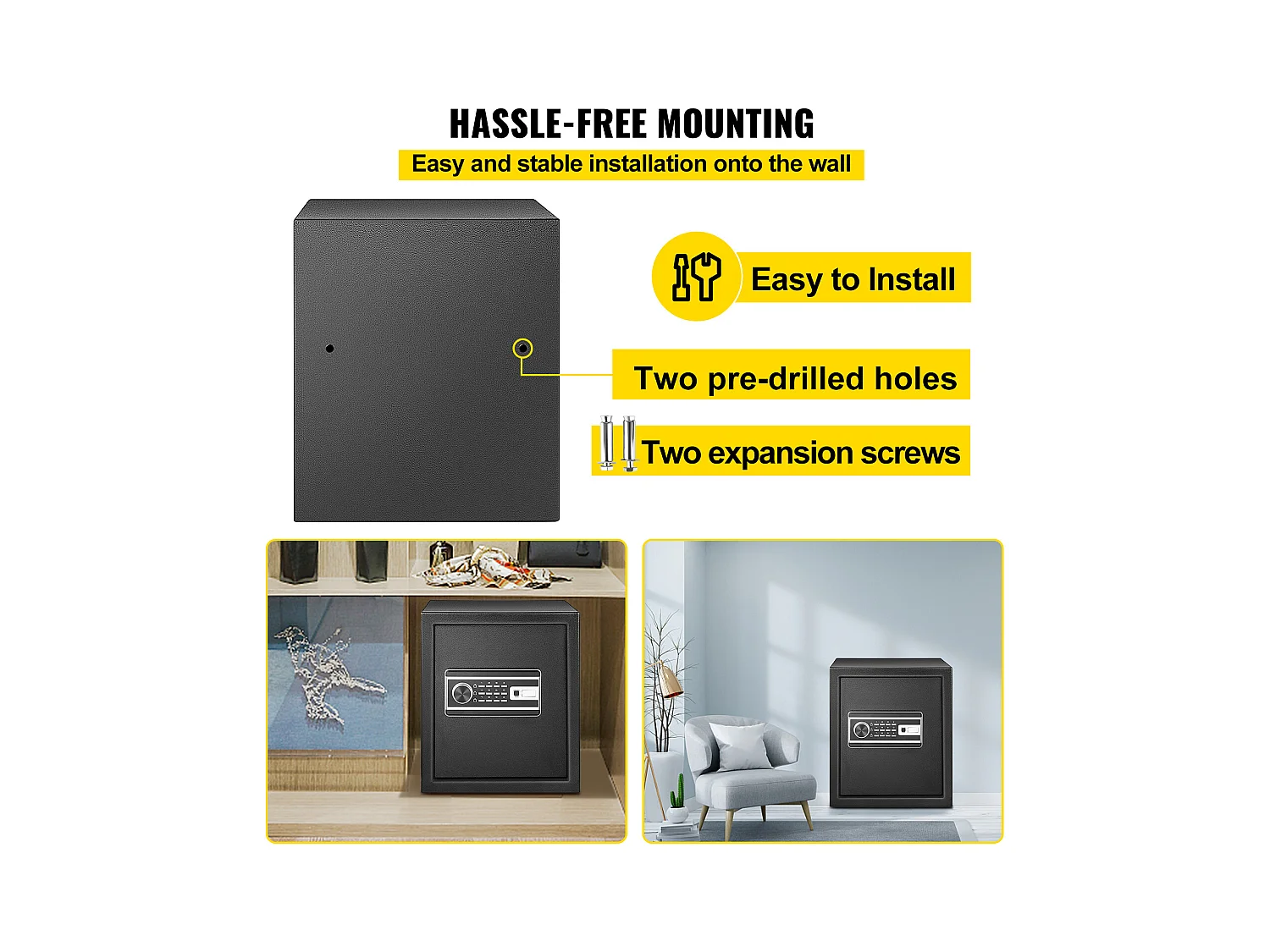 Skrytka Bezpieczeństwa SucceBuy, z Zamkiem Kluczem Cyfrowym, 48 L, Dla Domu i Biura