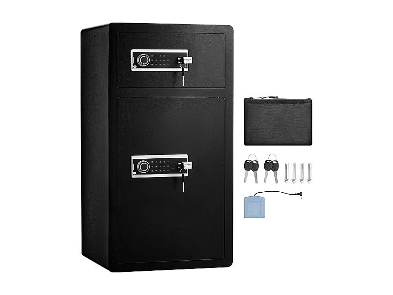 Sicherheitsbox mit Doppeltür SucceBuy, mit Schlüssel- und Passwortsperre, 204 L, Schwarz