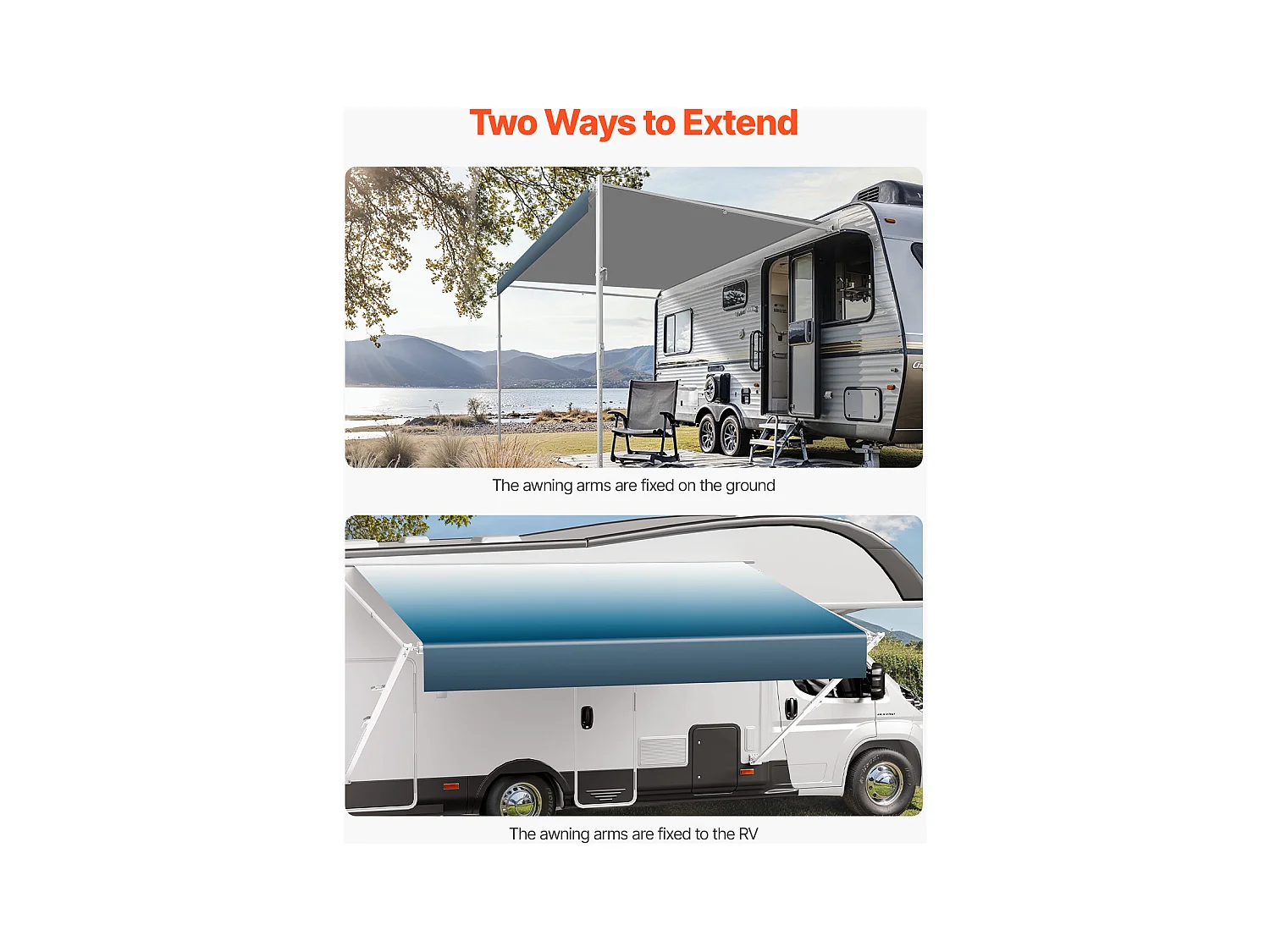 Autokap SucceBuy 549 cm Vervangende RV Luifel – Handmatige Aanhangwagenluifel voor de Meeste DC12V Campers