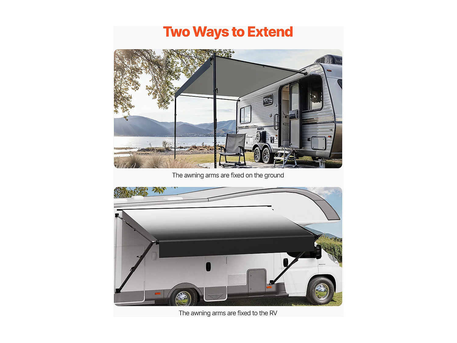 Tettuccio per Auto SucceBuy Tendalino di Ricambio da 427 cm per Camper - Tendalino Manuale per la Maggior Parte dei Camper