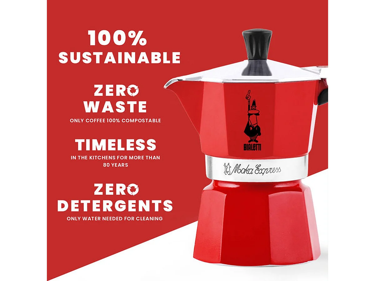 Cafetière Italienne Moka Express 6T Rouge Bialetti - Tradition Italienne en Couleur !