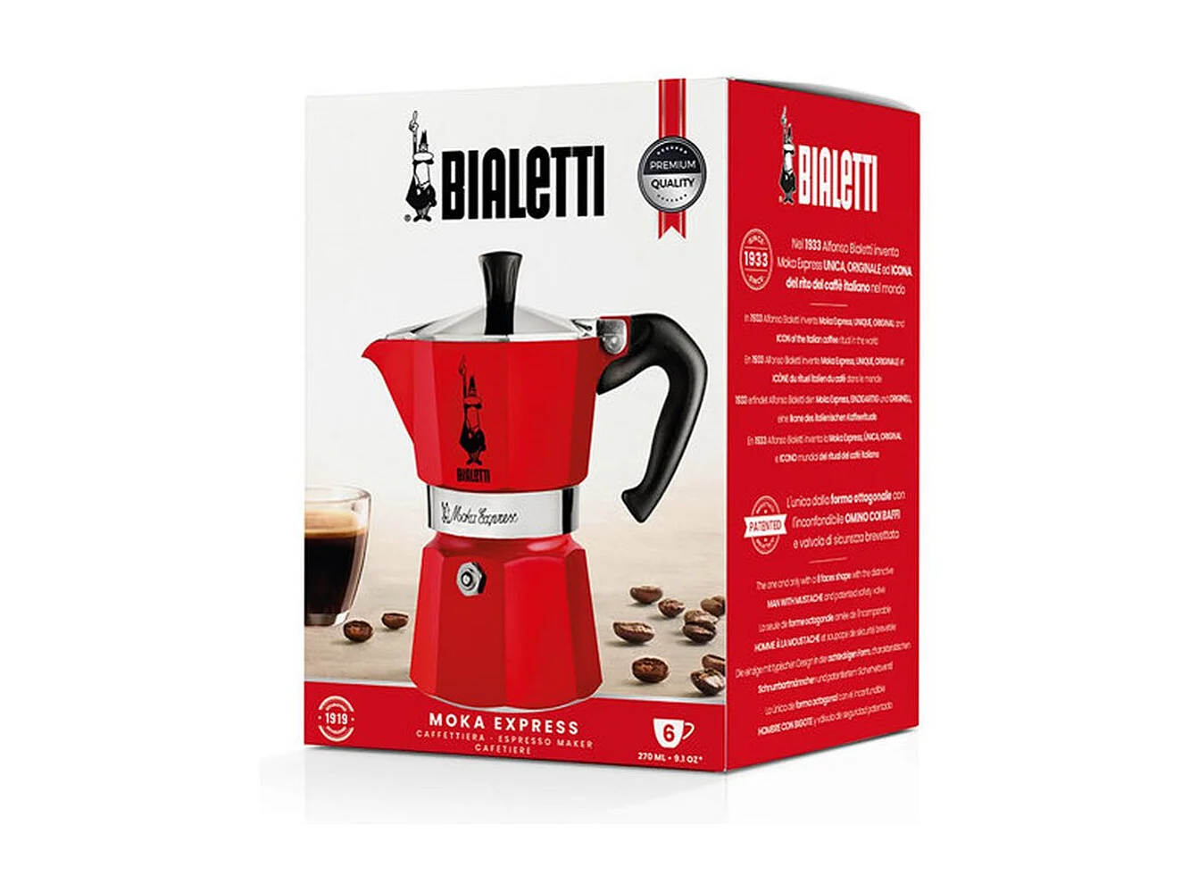 Cafetière Italienne Moka Express 6T Rouge Bialetti - Tradition Italienne en Couleur !