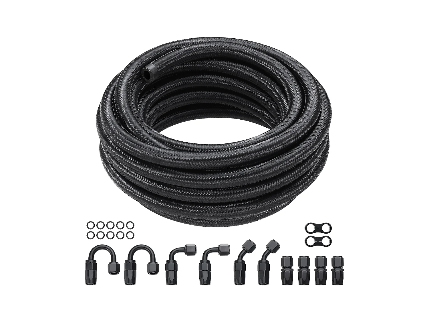 Kit de Conduite SucceBuy de Carburant 8AN 610cm, Tressé en Nylon et Acier Inoxydable avec 12 Raccords