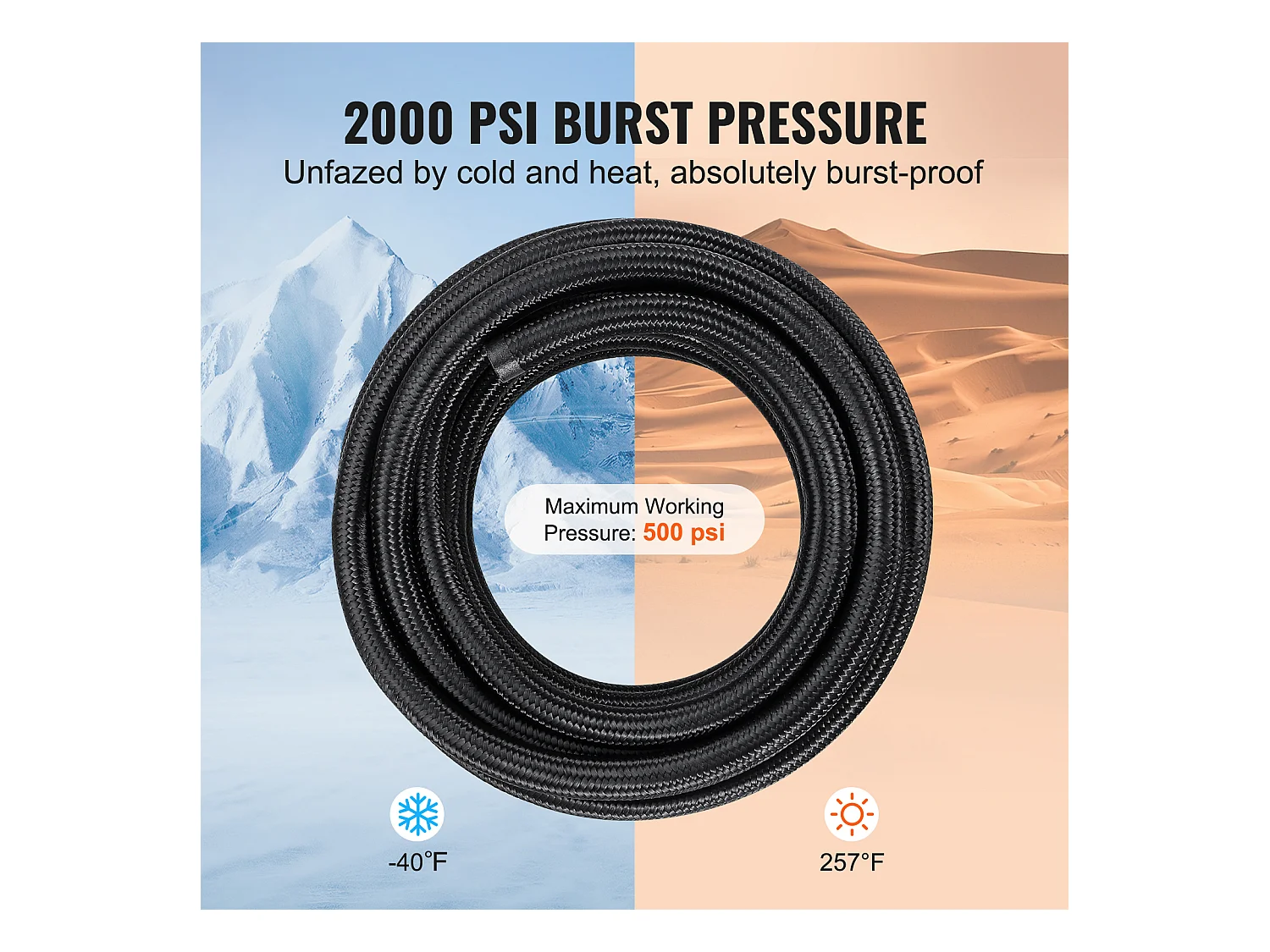 Kit de Conduite SucceBuy de Carburant 8AN 610cm, Tressé en Nylon et Acier Inoxydable avec 12 Raccords