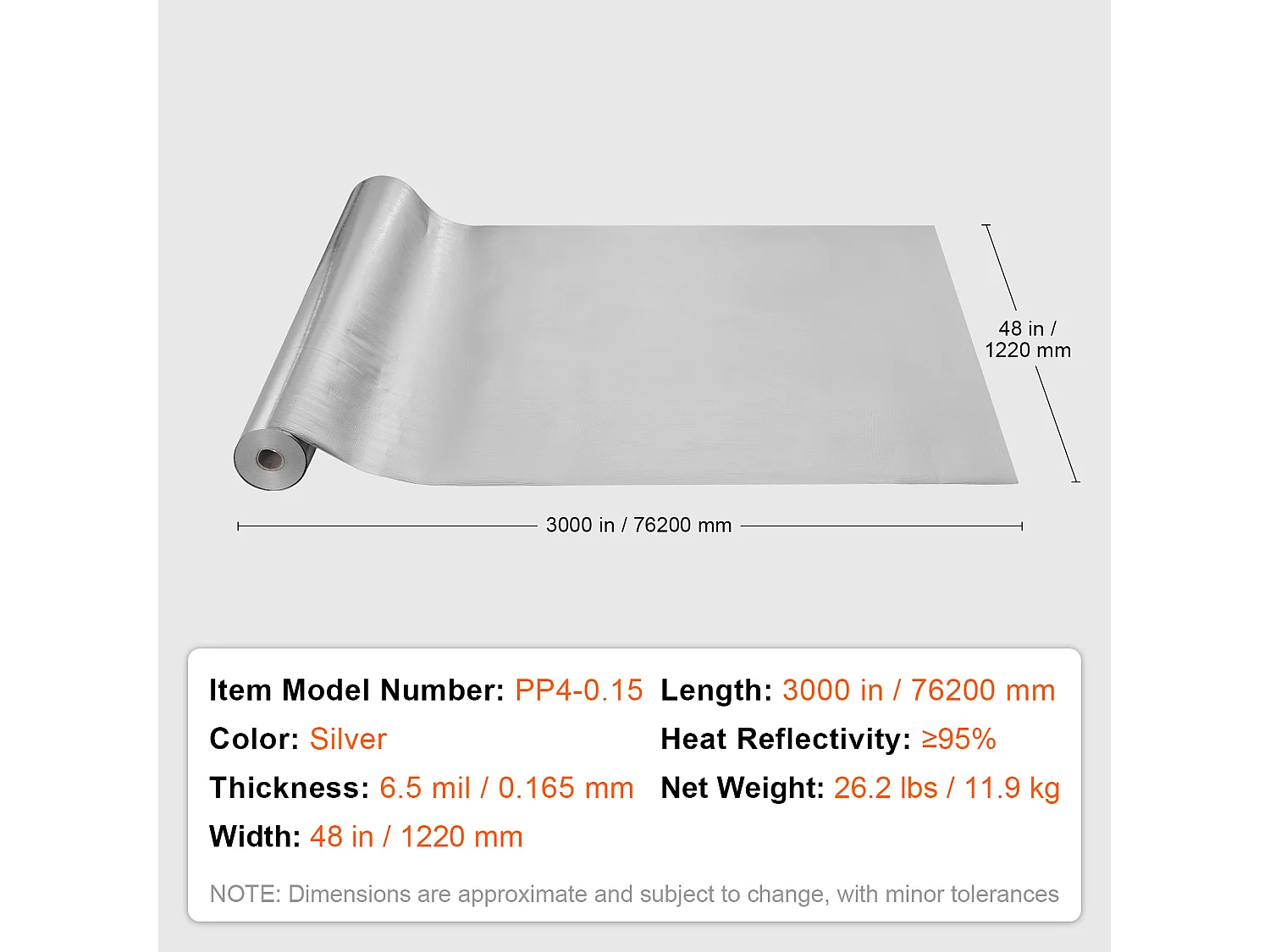 Rolo de Isolamento Refletivo Duplo SucceBuy de Tecido Tecido Barreira Radiante 102 CM x 7620 CM