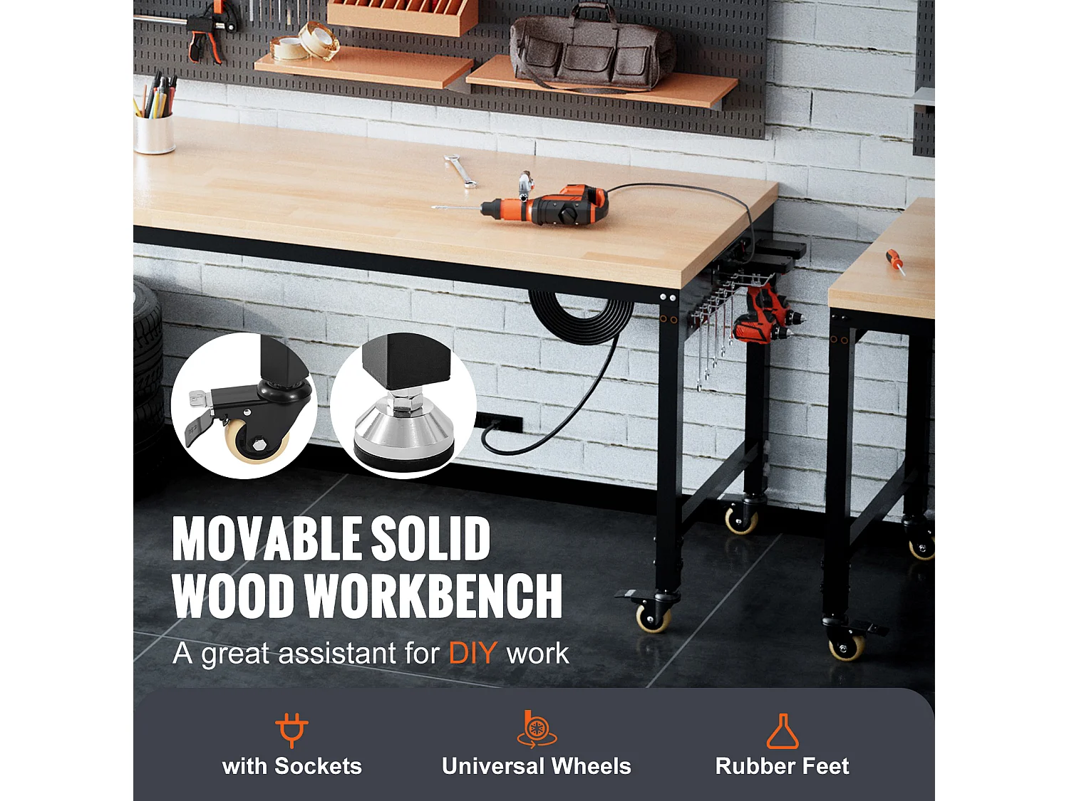 Bancada de Trabajo Ajustable SucceBuy, con Casquillo, Carga Máxima de 1361 kg