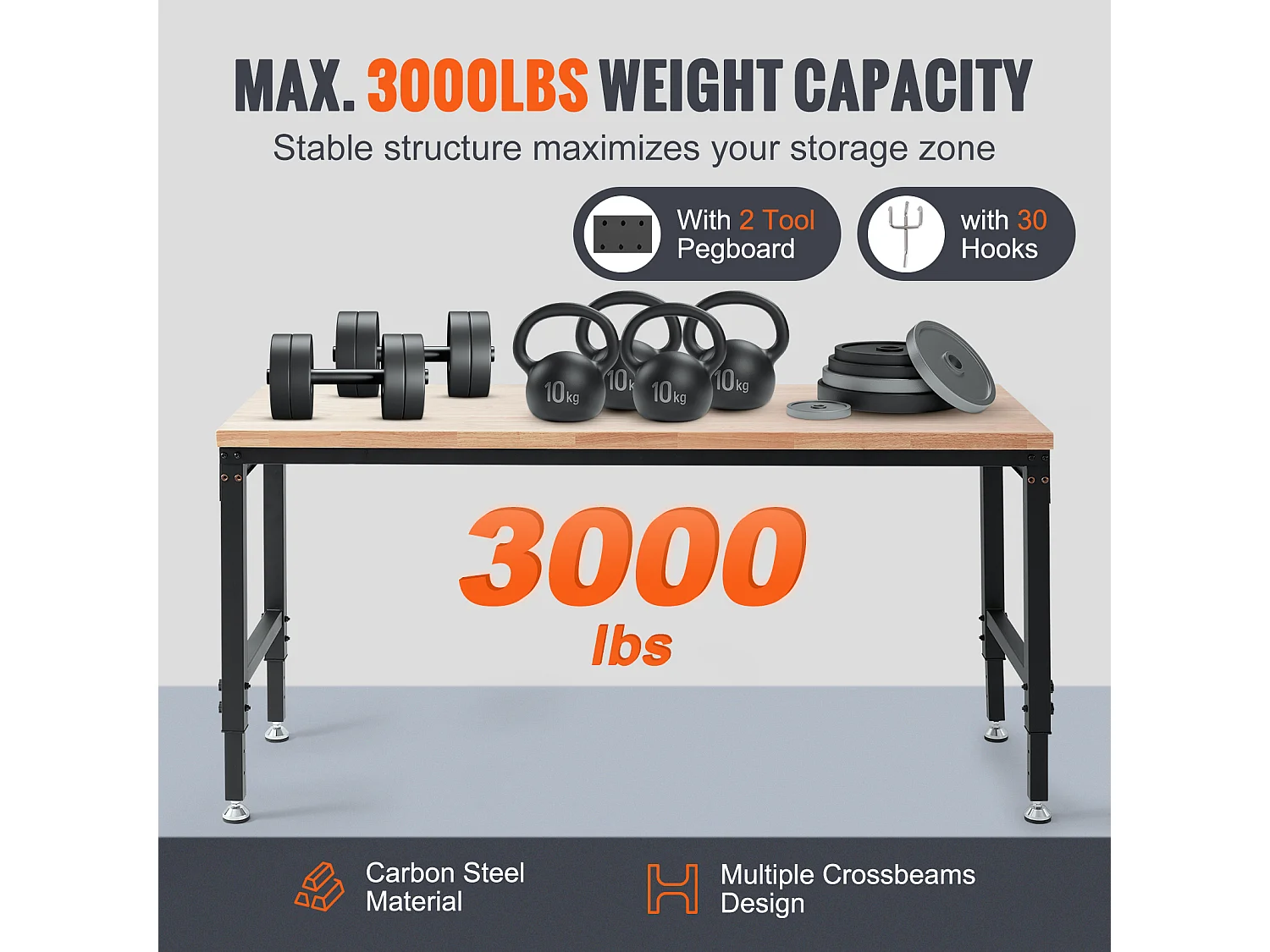 Bancada de Trabajo Ajustable SucceBuy, con Casquillo, Carga Máxima de 1361 kg