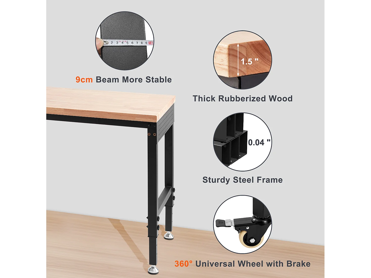 Bancada de Trabajo Ajustable SucceBuy, con Casquillo, Carga Máxima de 1361 kg