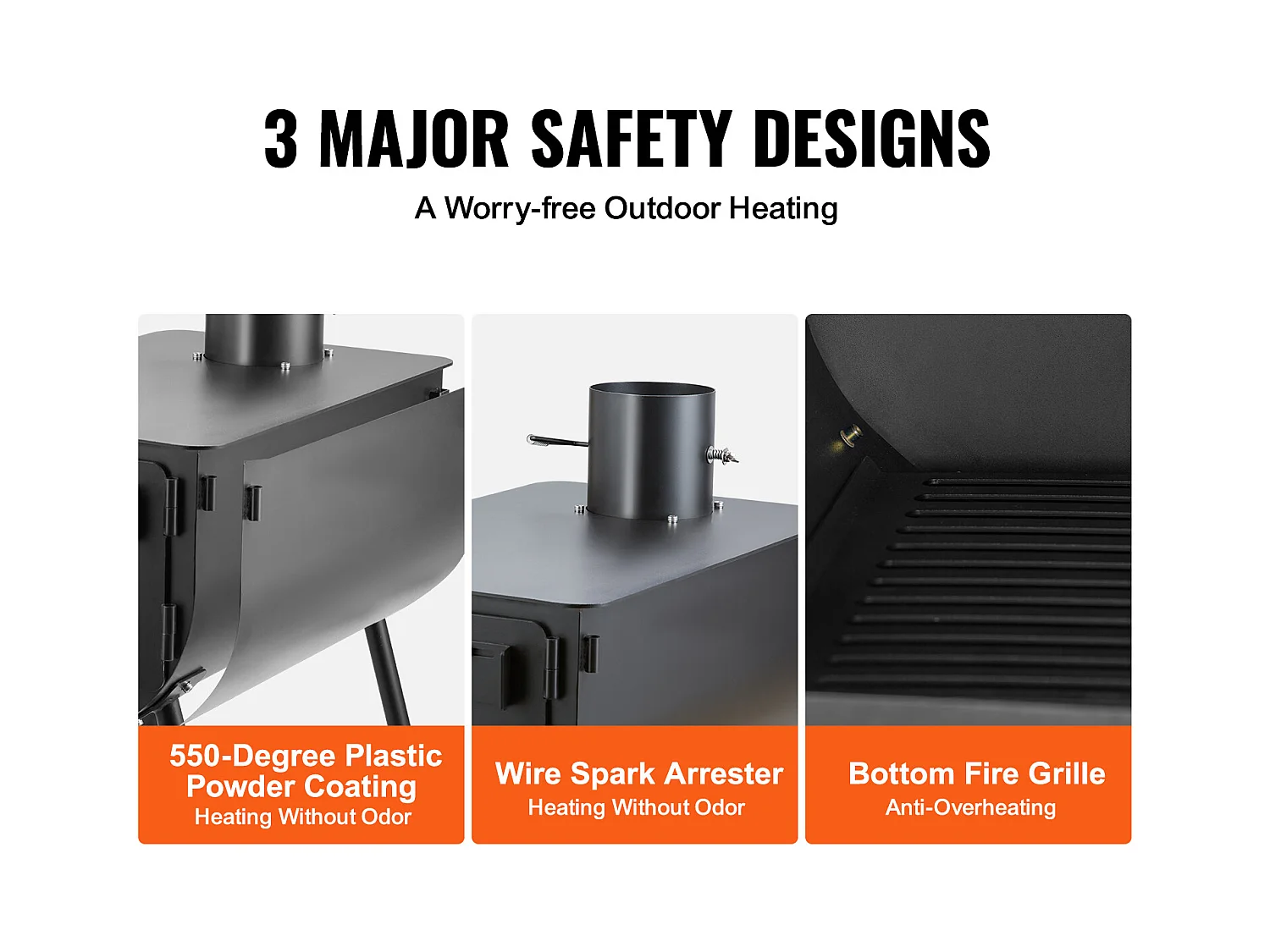 Poêle à Bois Portable SucceBuy, 262 cm, Poêle de Camping pour Barbecue avec Tuyaux pour l'Extérieur