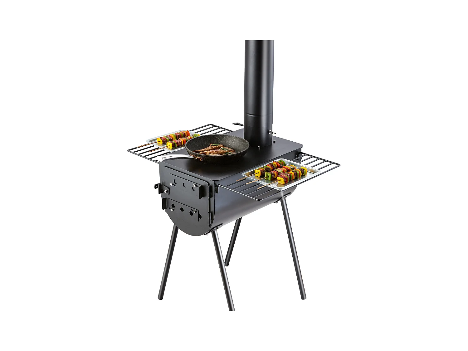 Poêle à Bois Portable SucceBuy, 262 cm, Poêle de Camping pour Barbecue avec Tuyaux pour l'Extérieur