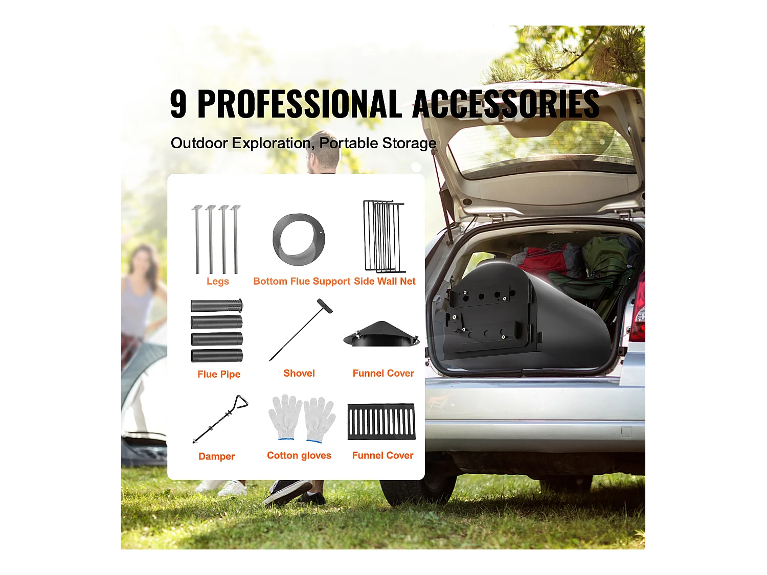 Poêle à Bois Portable SucceBuy, 262 cm, Poêle de Camping pour Barbecue avec Tuyaux pour l'Extérieur