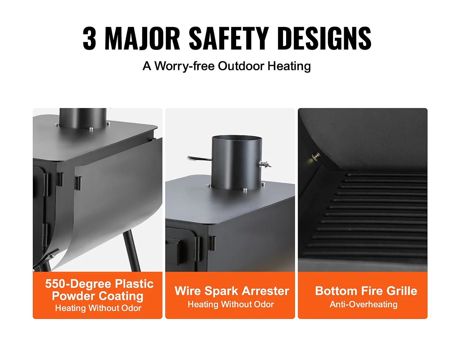 Przenośny Piec na Drewno SucceBuy, 262 cm, Piec Kempingowy do Grillowania z Rurami do Użytku na Zewnątrz