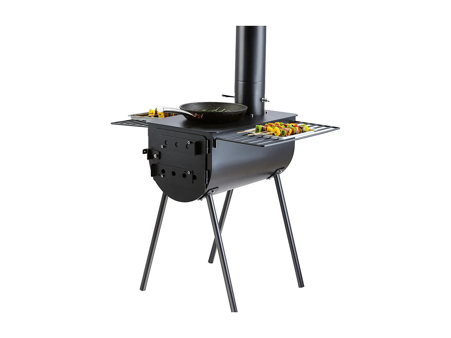 Przenośny Piec na Drewno SucceBuy, 262 cm, Piec Kempingowy do Grillowania z Rurami do Użytku na Zewnątrz