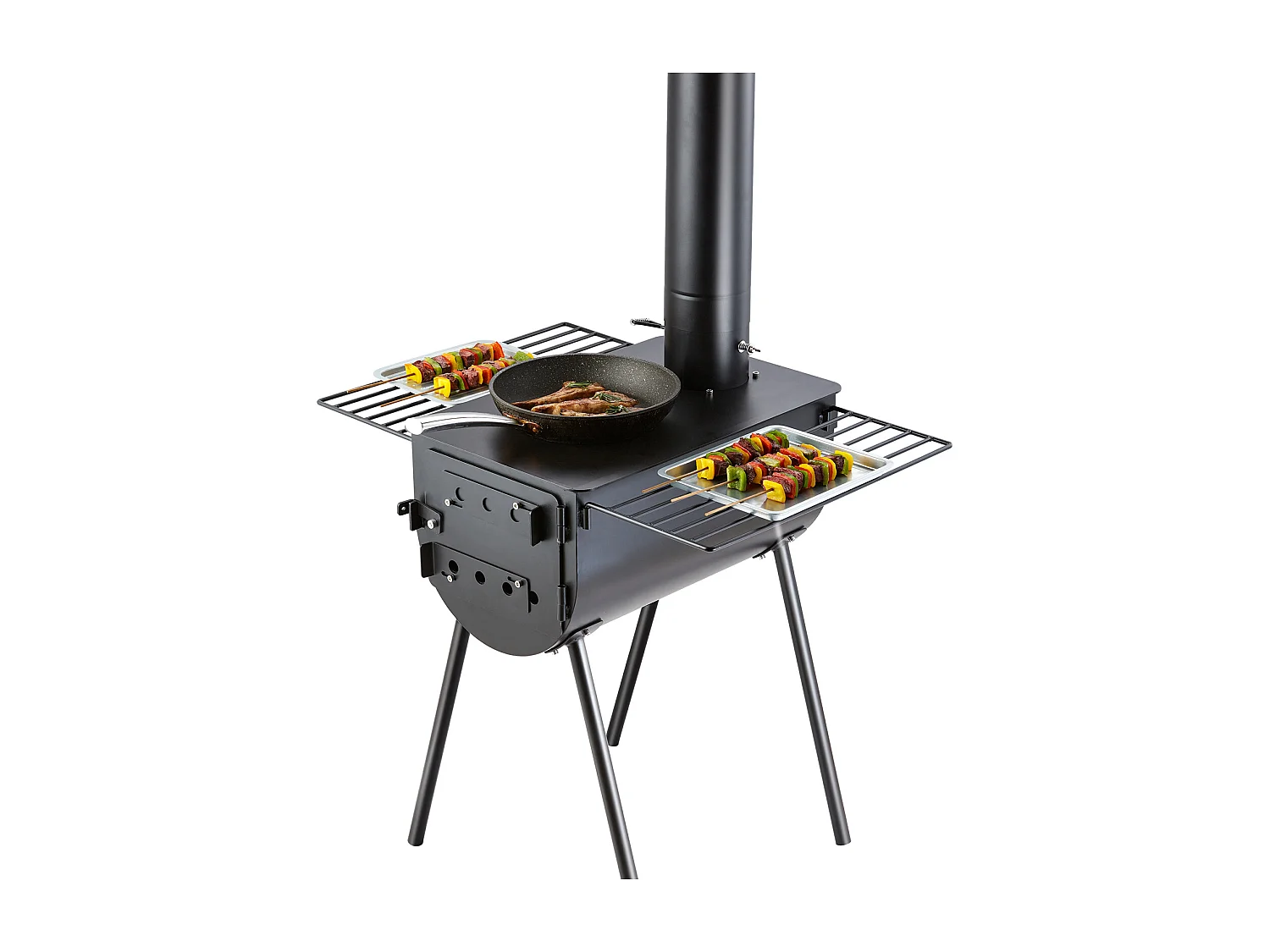 Przenośny Piec na Drewno SucceBuy, 262 cm, Piec Kempingowy do Grillowania z Rurami do Użytku na Zewnątrz