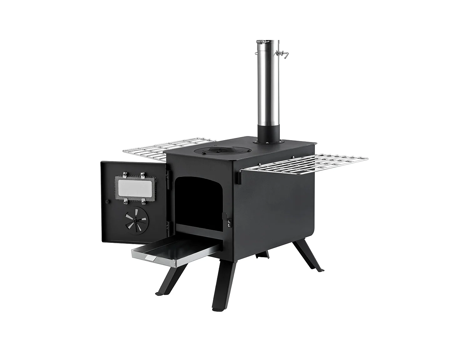 Draagbare Houtkachel SucceBuy, 217 cm, Barbecue-Kachel voor Kampeertent met Slangen