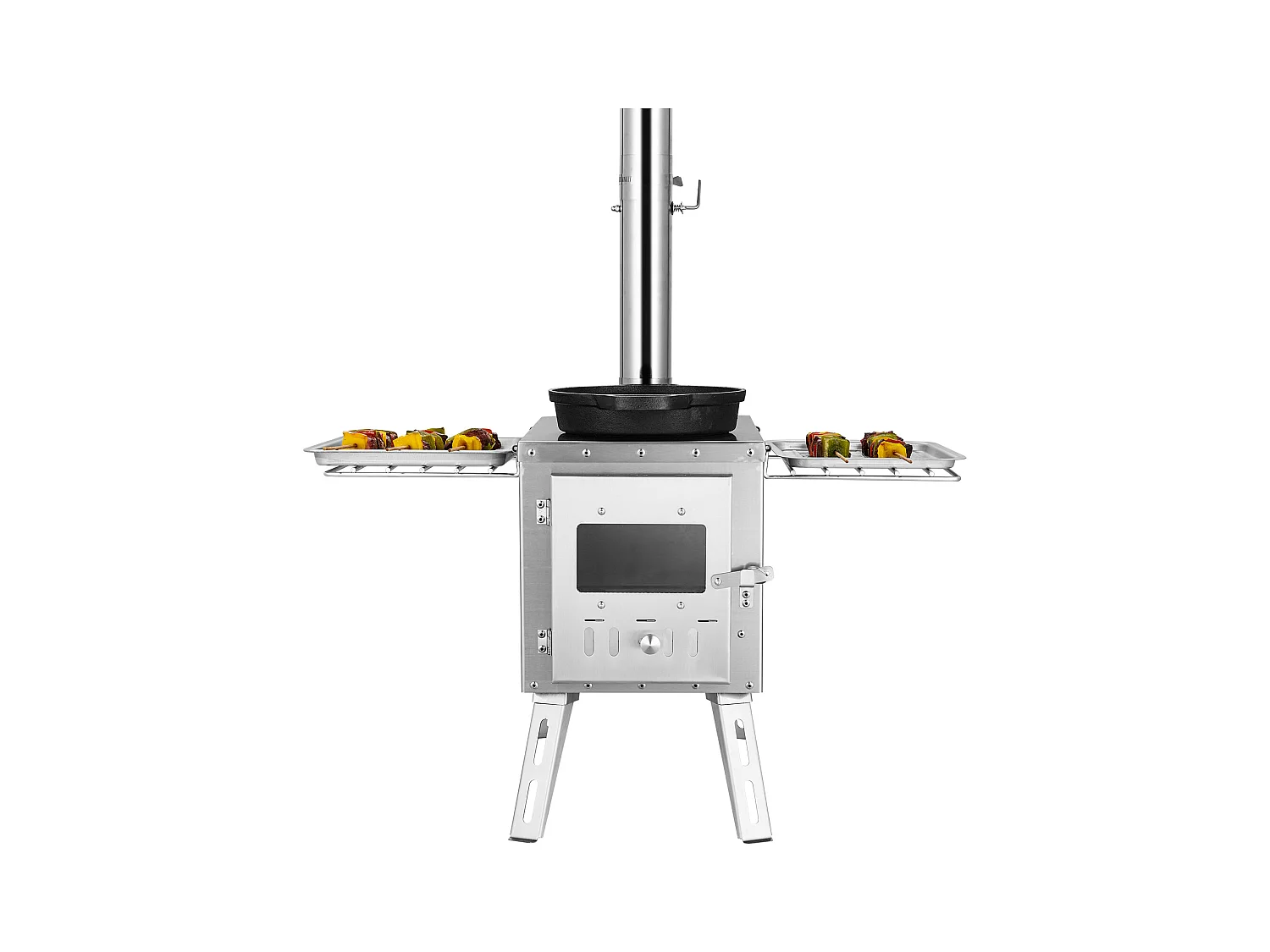 Fogão a Lenha Portátil SucceBuy para Acampamento, Em Aço Inoxidável com Tubos de Chaminé