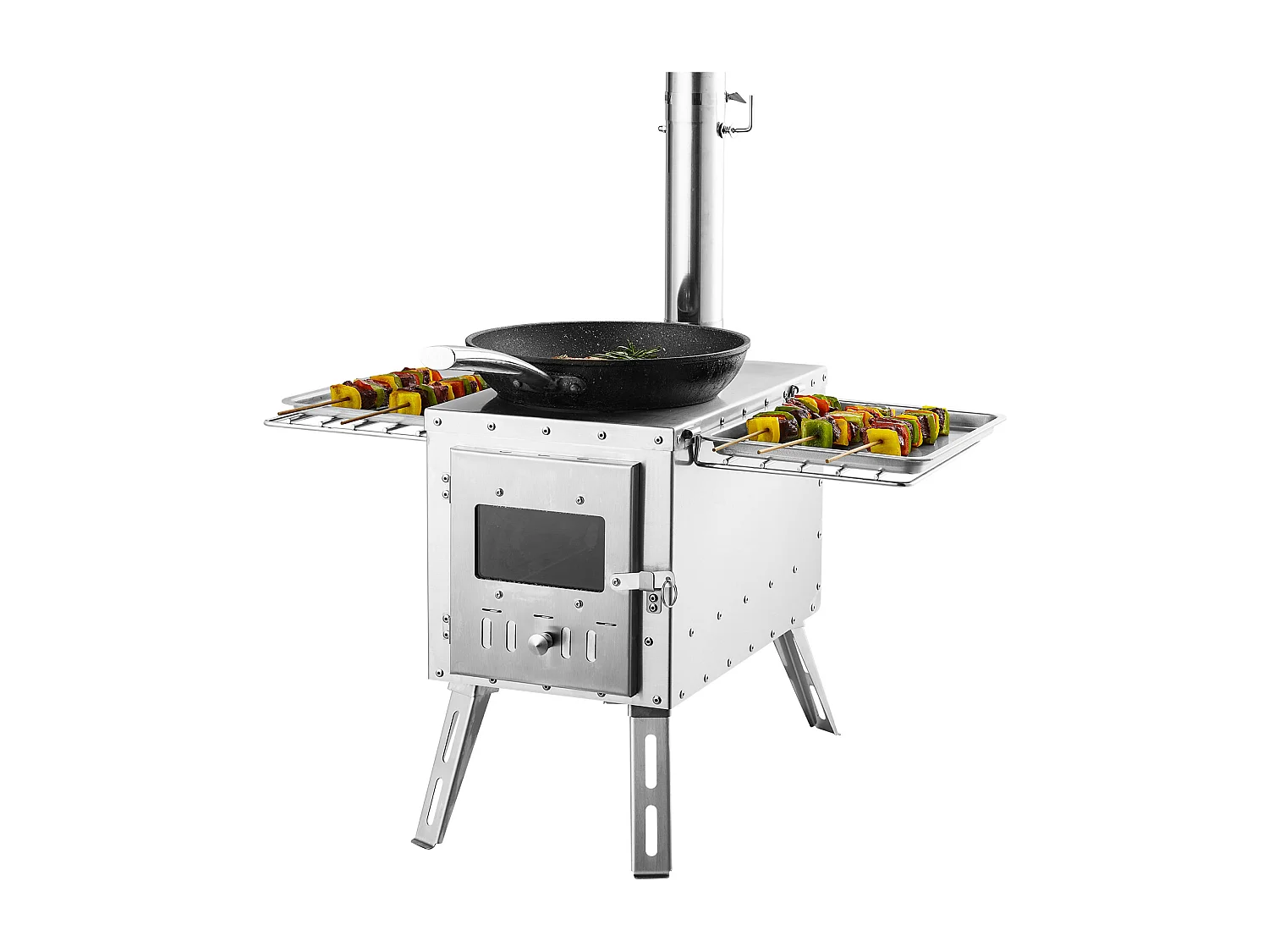 Stufa a Legna Portatile SucceBuy da Campeggio, In Acciaio Inossidabile con Tubi del Camino