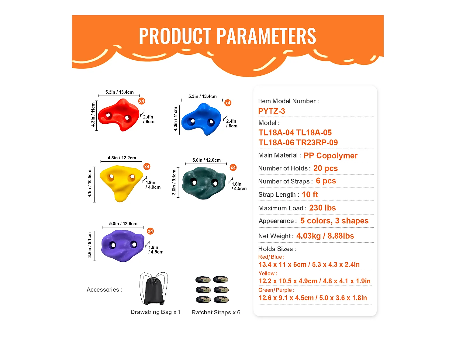 Kit per Arrampicata Sugli Alberi SucceBuy, 20 Prese e 6 Cinghie con Gancio, per Esterni