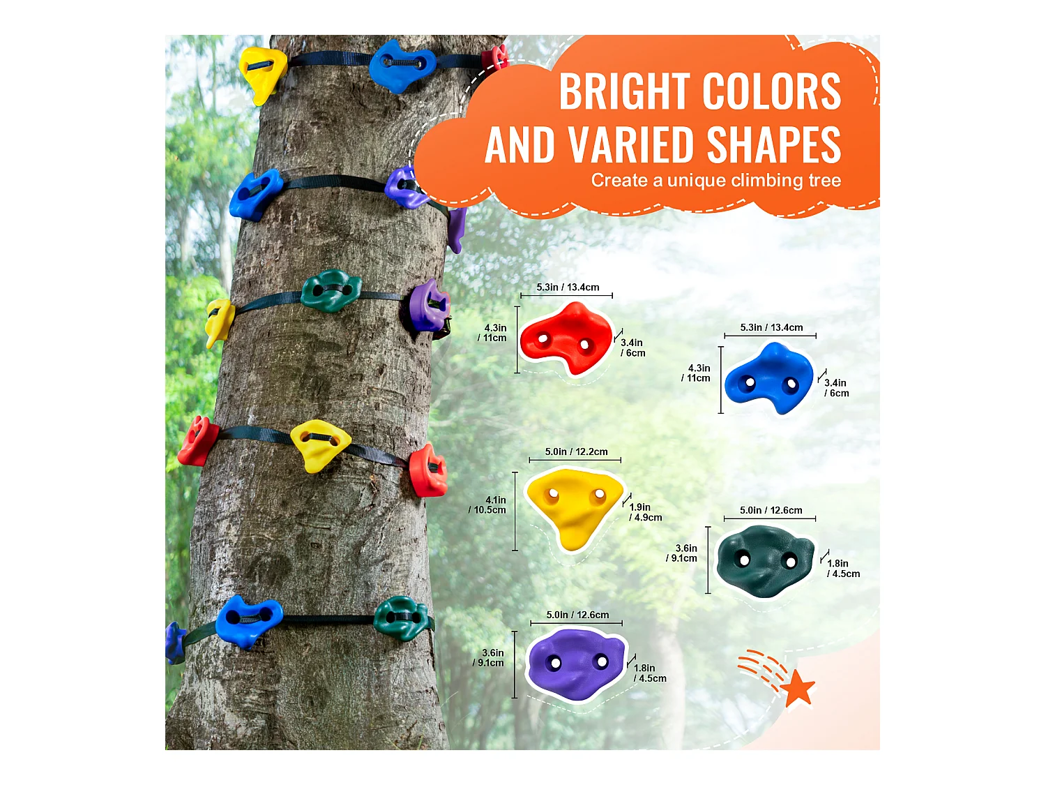 Kit per Arrampicata Sugli Alberi SucceBuy, 20 Prese e 6 Cinghie con Gancio, per Esterni