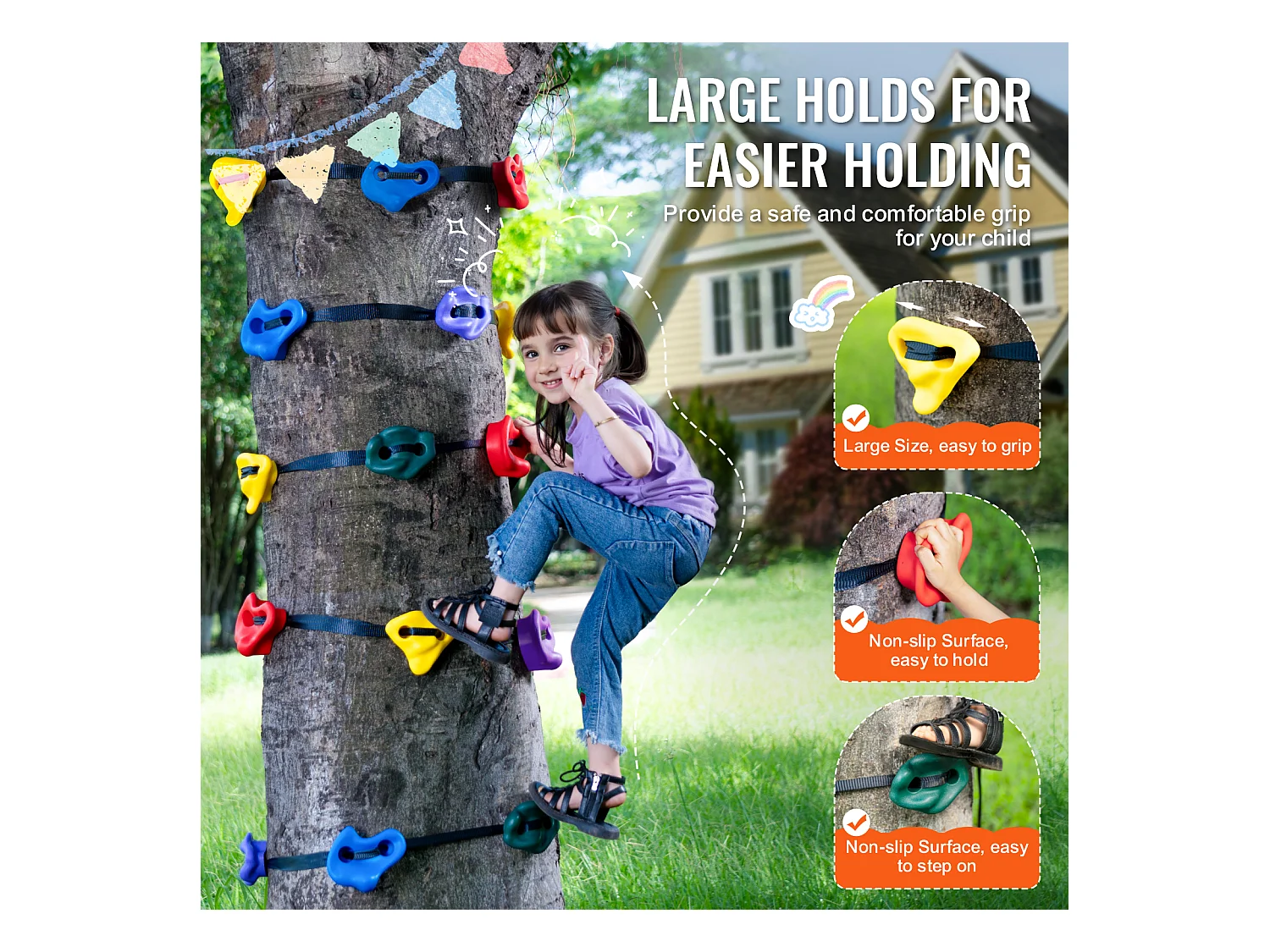 Kit per Arrampicata Sugli Alberi SucceBuy, 20 Prese e 6 Cinghie con Gancio, per Esterni