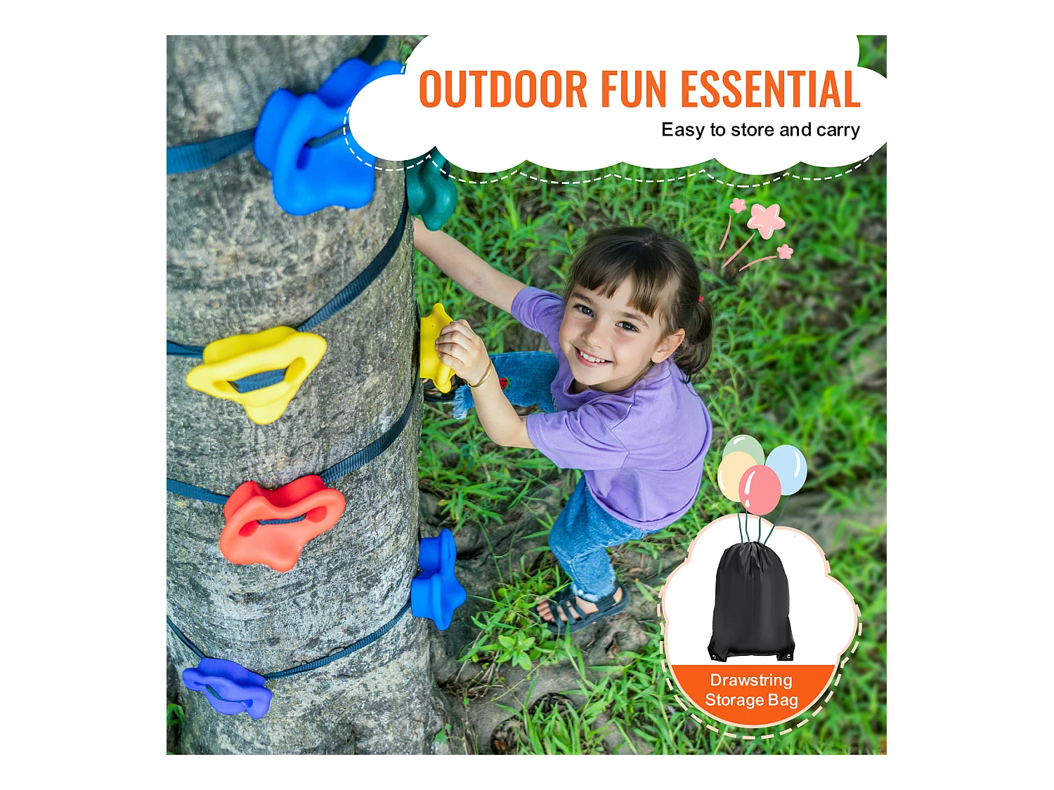 Kit per Arrampicata Sugli Alberi SucceBuy, 20 Prese e 6 Cinghie con Gancio, per Esterni