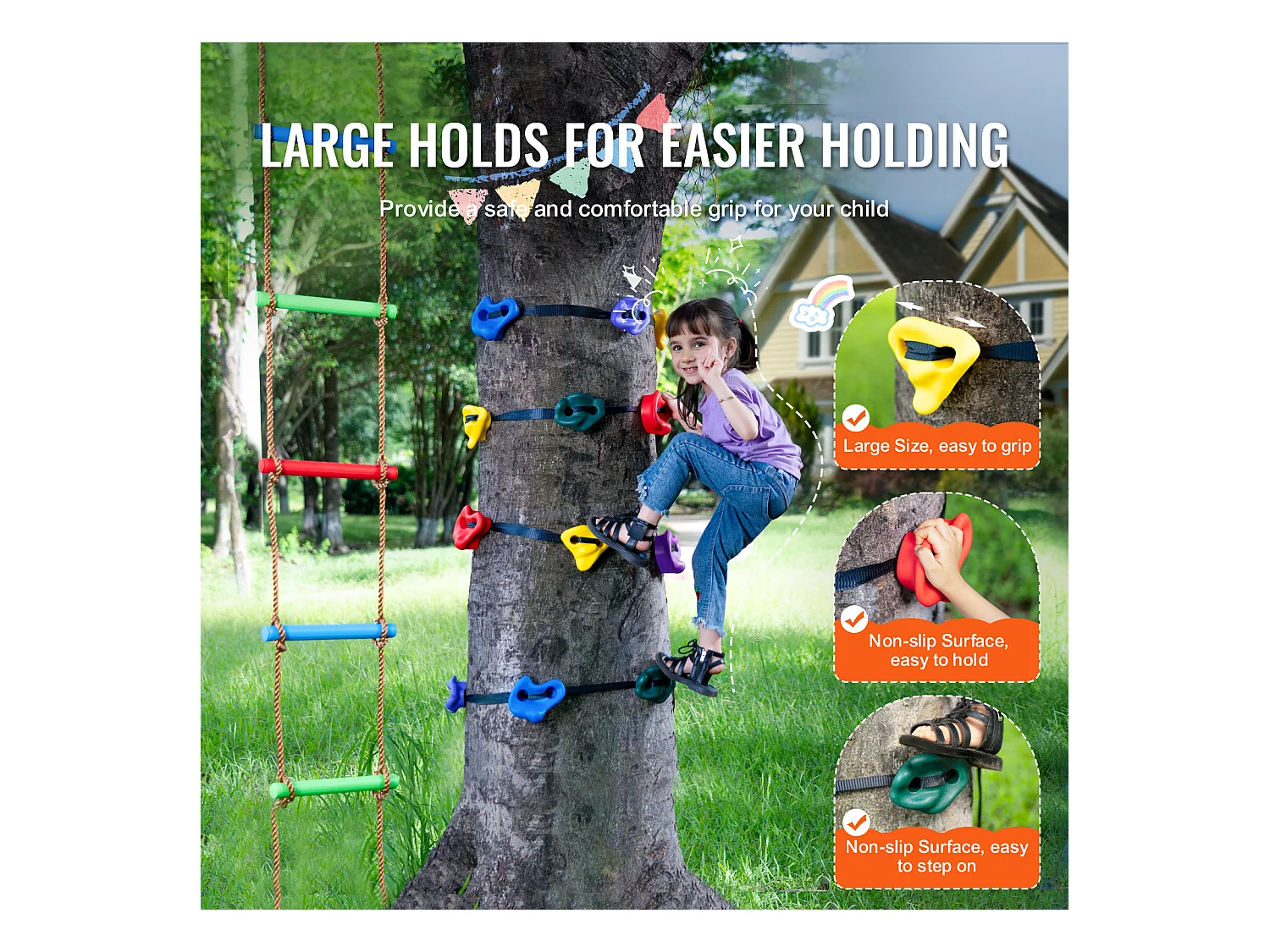 Kit d'Escalade d'Arbre SucceBuy, 12 Prises, 6 Sangles, Échelle d'Escalade