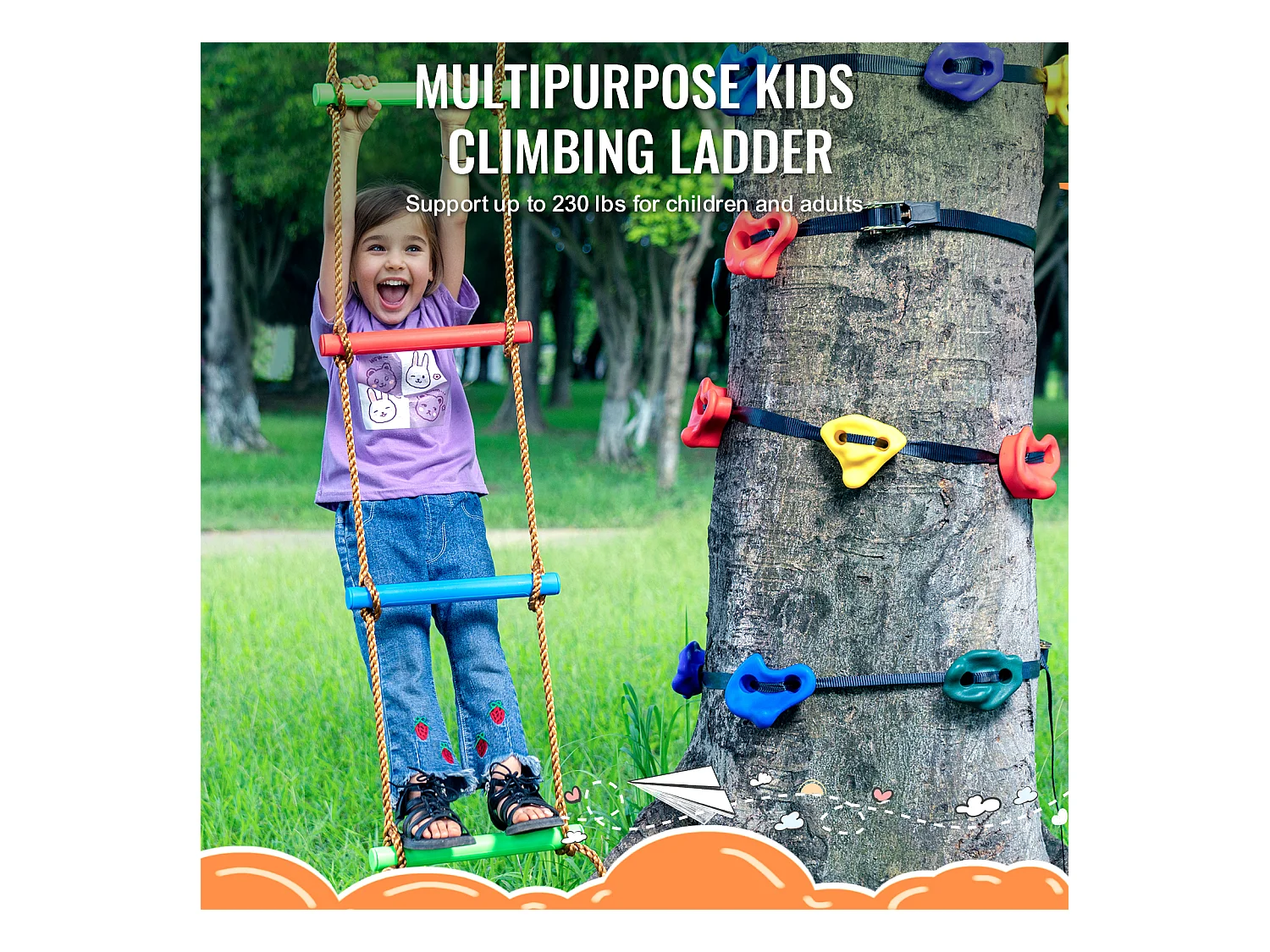 Kit d'Escalade d'Arbre SucceBuy, 12 Prises, 6 Sangles, Échelle d'Escalade