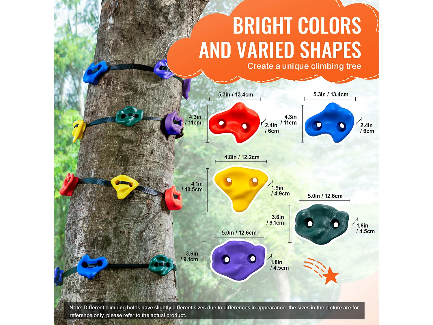 Zestaw do Wspinaczki na Drzewa SucceBuy, 12 Uchwytów, 6 Pasów, Drabina Wspinaczkowa