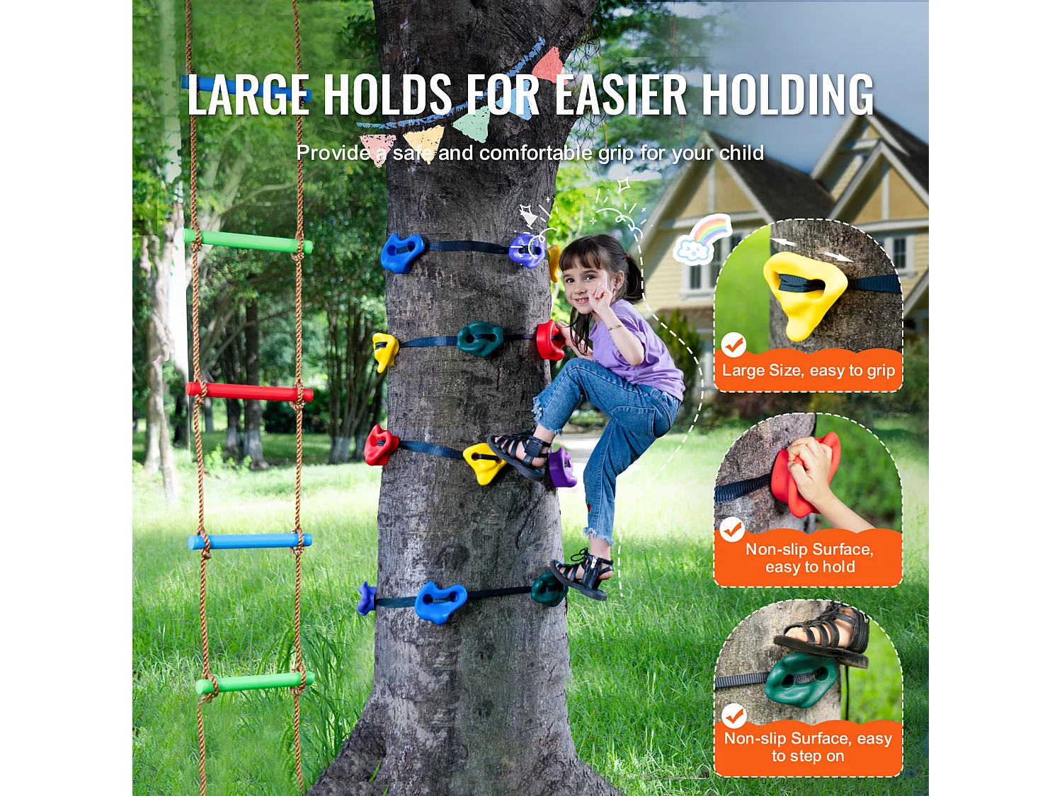 Zestaw do Wspinaczki na Drzewa SucceBuy, 12 Uchwytów, 6 Pasów, Drabina Wspinaczkowa