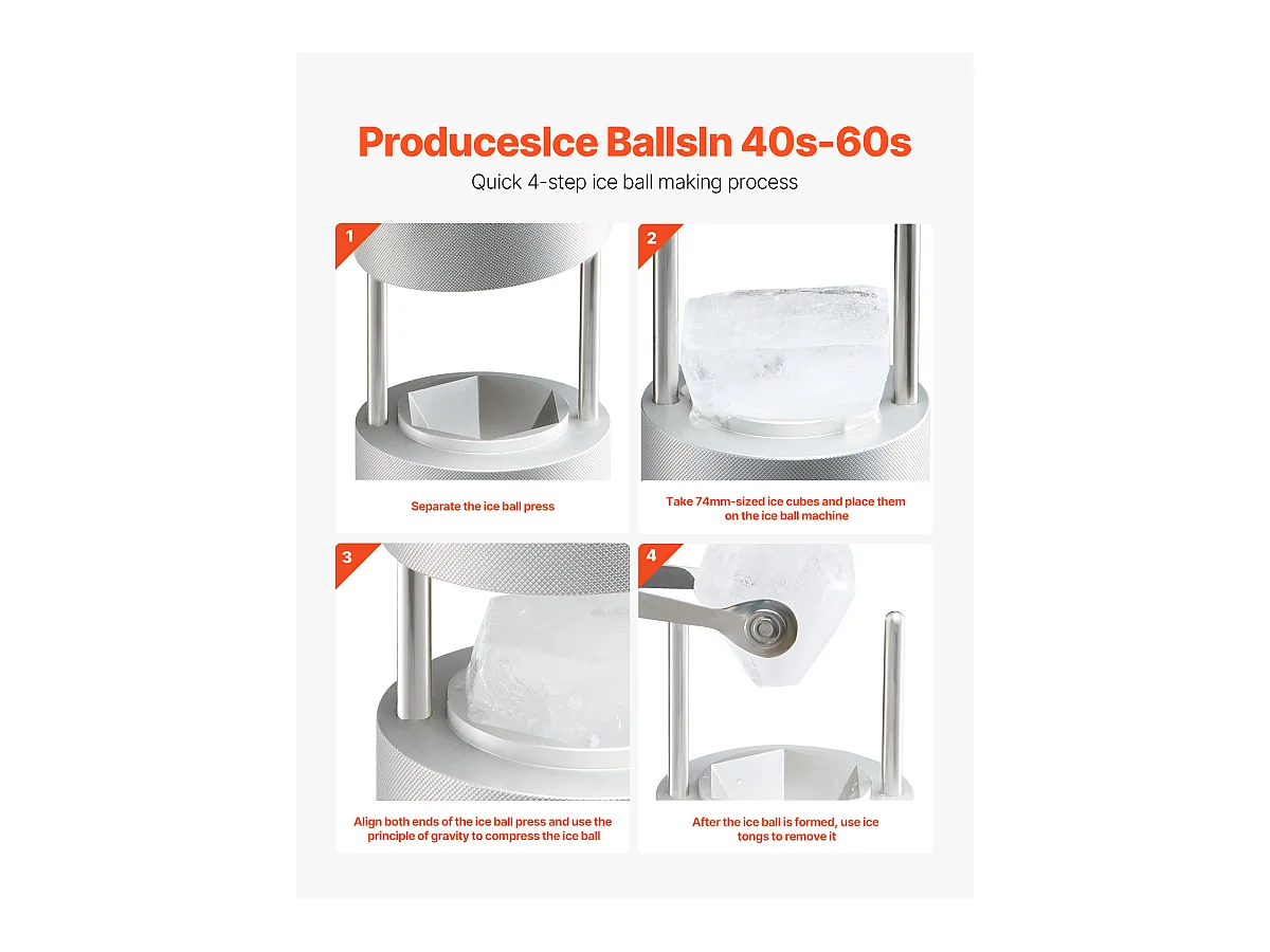 Moule à Glaçons SucceBuy Presse à Glace Ice Diamond, Machine à Boules de 6.5cm, Kit de Presse à Glace pour Whisky, Parfait pour un Usage Domestique