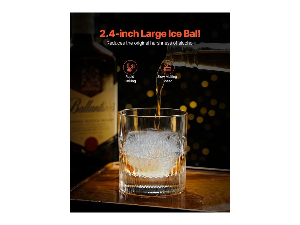 Moule à Glaçons SucceBuy Presse à Glace Ice Diamond, Machine à Boules de 6.5cm, Kit de Presse à Glace pour Whisky, Parfait pour un Usage Domestique