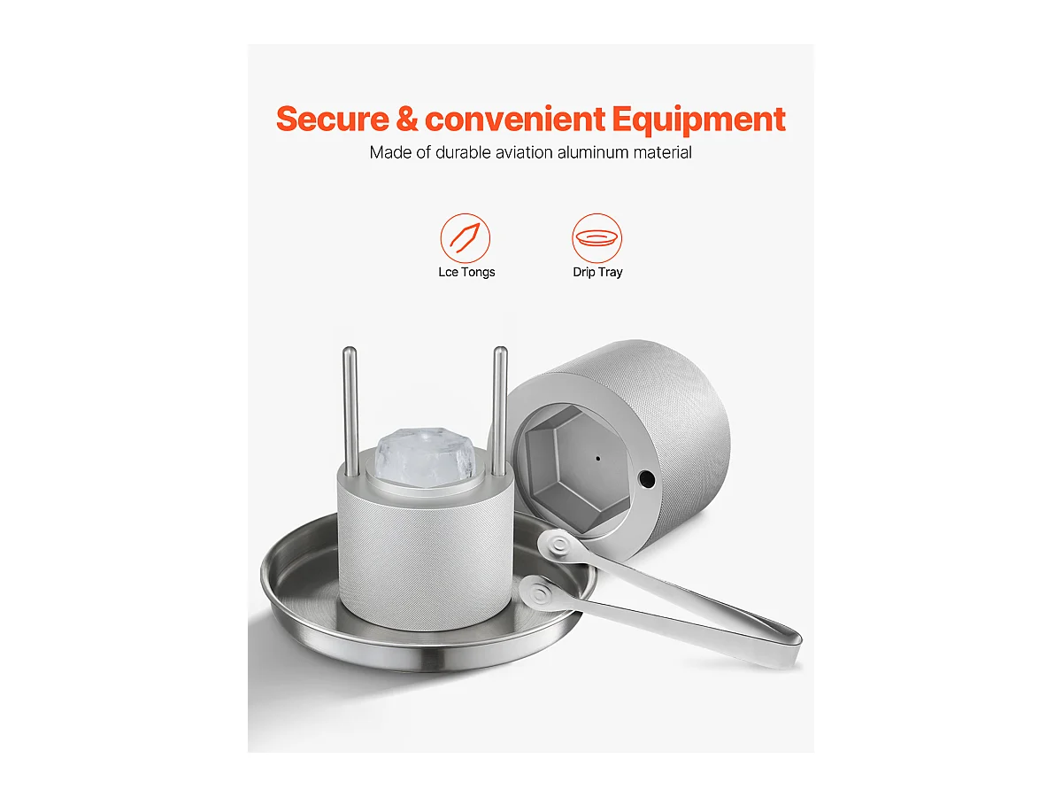 Moule à Glaçons SucceBuy Presse à Glace Ice Diamond, Machine à Boules de 6.5cm, Kit de Presse à Glace pour Whisky, Parfait pour un Usage Domestique