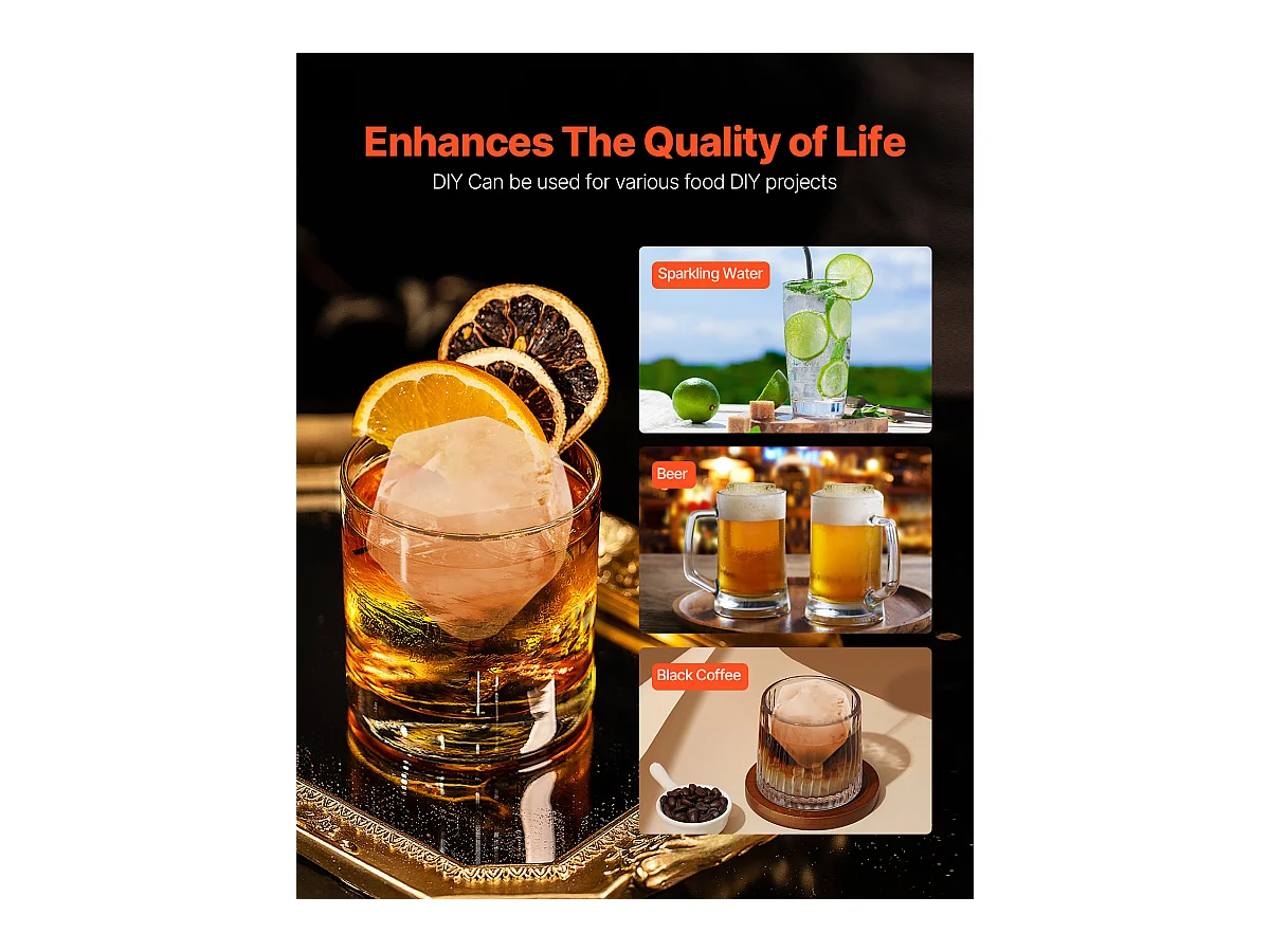 Moule à Glaçons SucceBuy Presse à Glace Ice Diamond, Machine à Boules de 6.5cm, Kit de Presse à Glace pour Whisky, Parfait pour un Usage Domestique