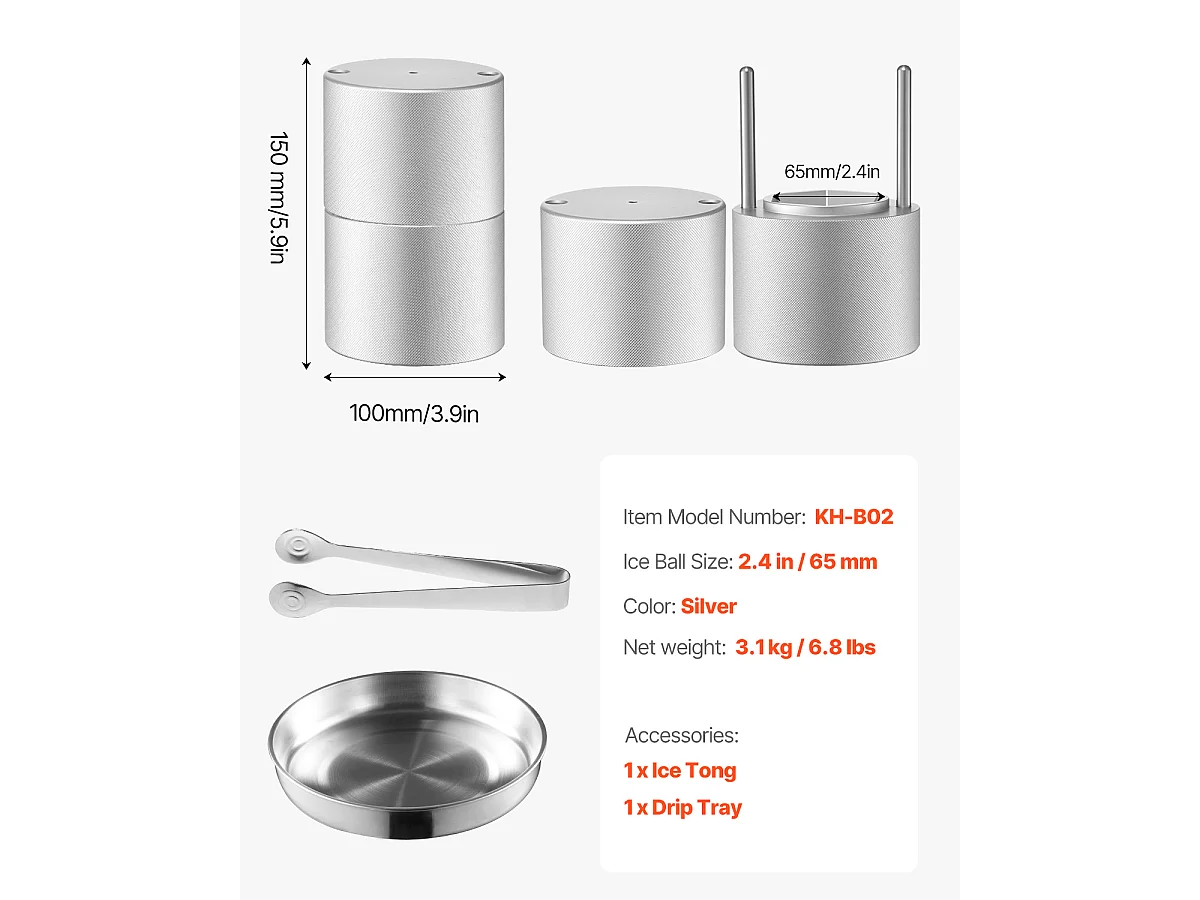 Moule à Glaçons SucceBuy Presse à Glace Ice Diamond, Machine à Boules de 6.5cm, Kit de Presse à Glace pour Whisky, Parfait pour un Usage Domestique