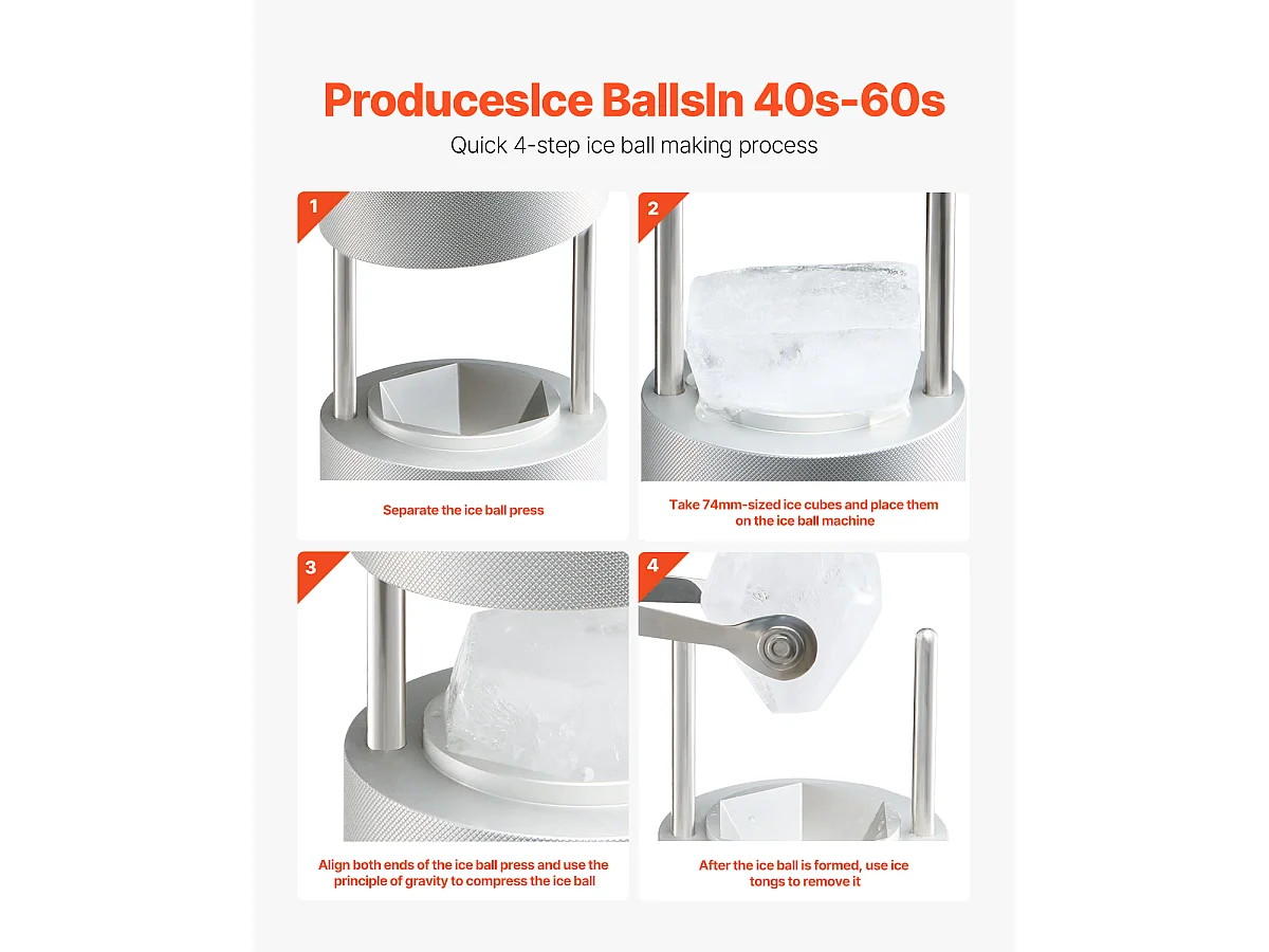Moule à Glaçons SucceBuy Presse à Glace Ice Diamond, Machine à Boules de 6.5cm, Kit de Presse à Glace pour Whisky, Parfait pour un Usage Domestique