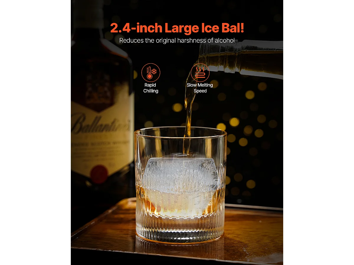 Moule à Glaçons SucceBuy Presse à Glace Ice Diamond, Machine à Boules de 6.5cm, Kit de Presse à Glace pour Whisky, Parfait pour un Usage Domestique