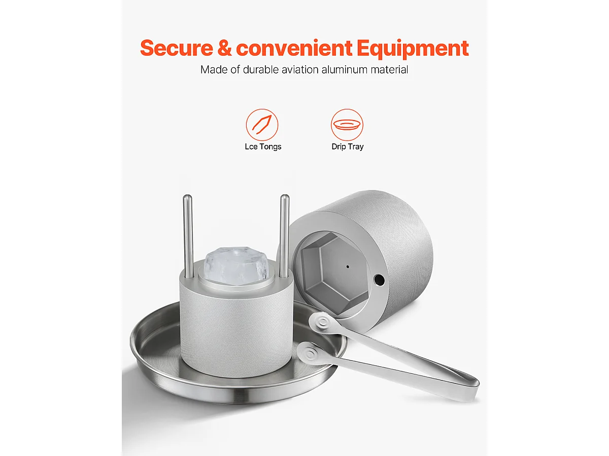 Moule à Glaçons SucceBuy Presse à Glace Ice Diamond, Machine à Boules de 6.5cm, Kit de Presse à Glace pour Whisky, Parfait pour un Usage Domestique