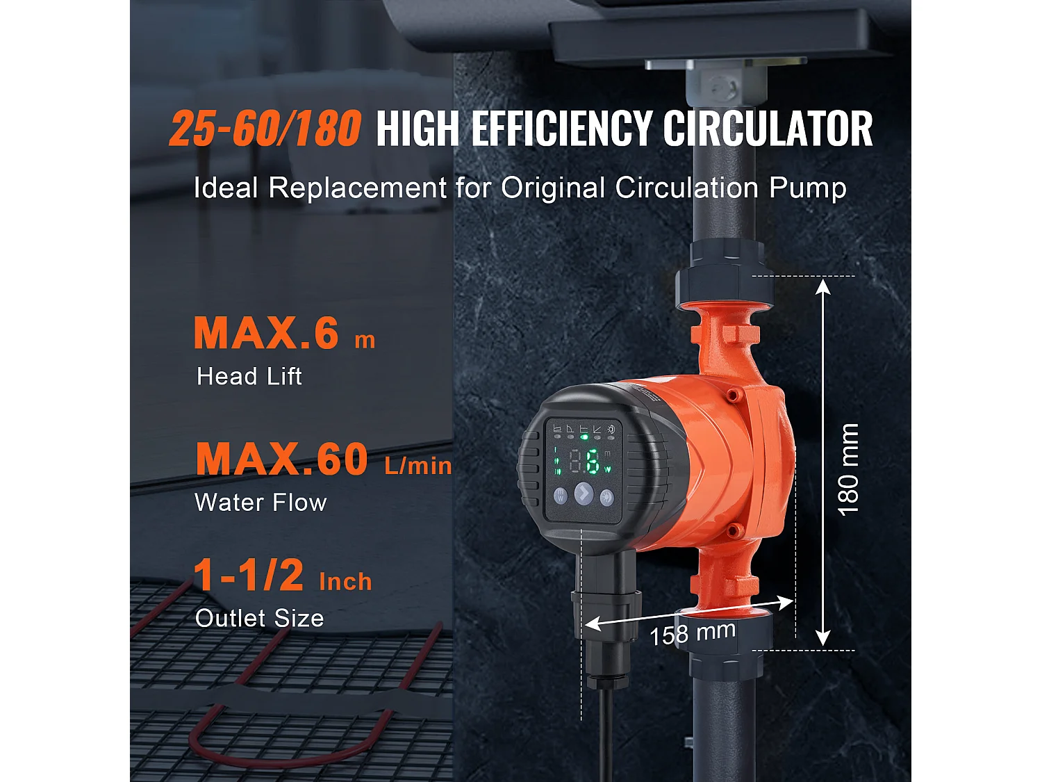 Pompe de Circulation Haute Efficacité SucceBuy LPS25-6BP-180 45 W