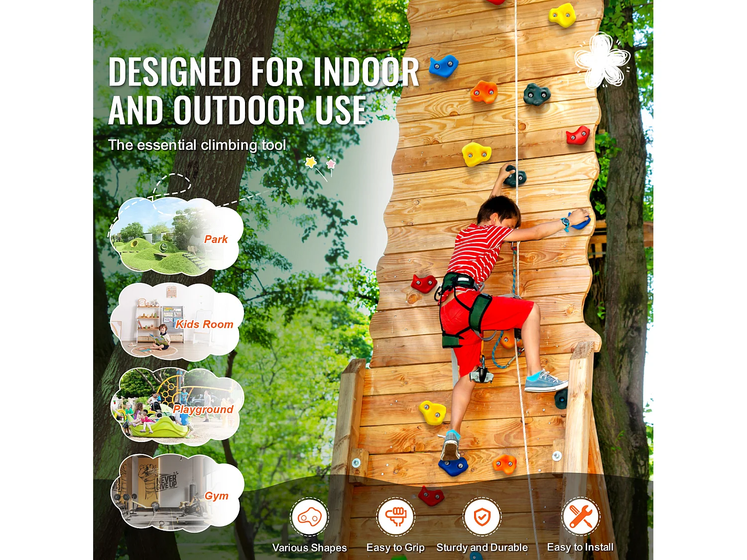 Kit d'Escalade SucceBuy 25, Rochers d'Escalade, Prises Murales pour Rochers, Poignées Intérieures/Extérieures