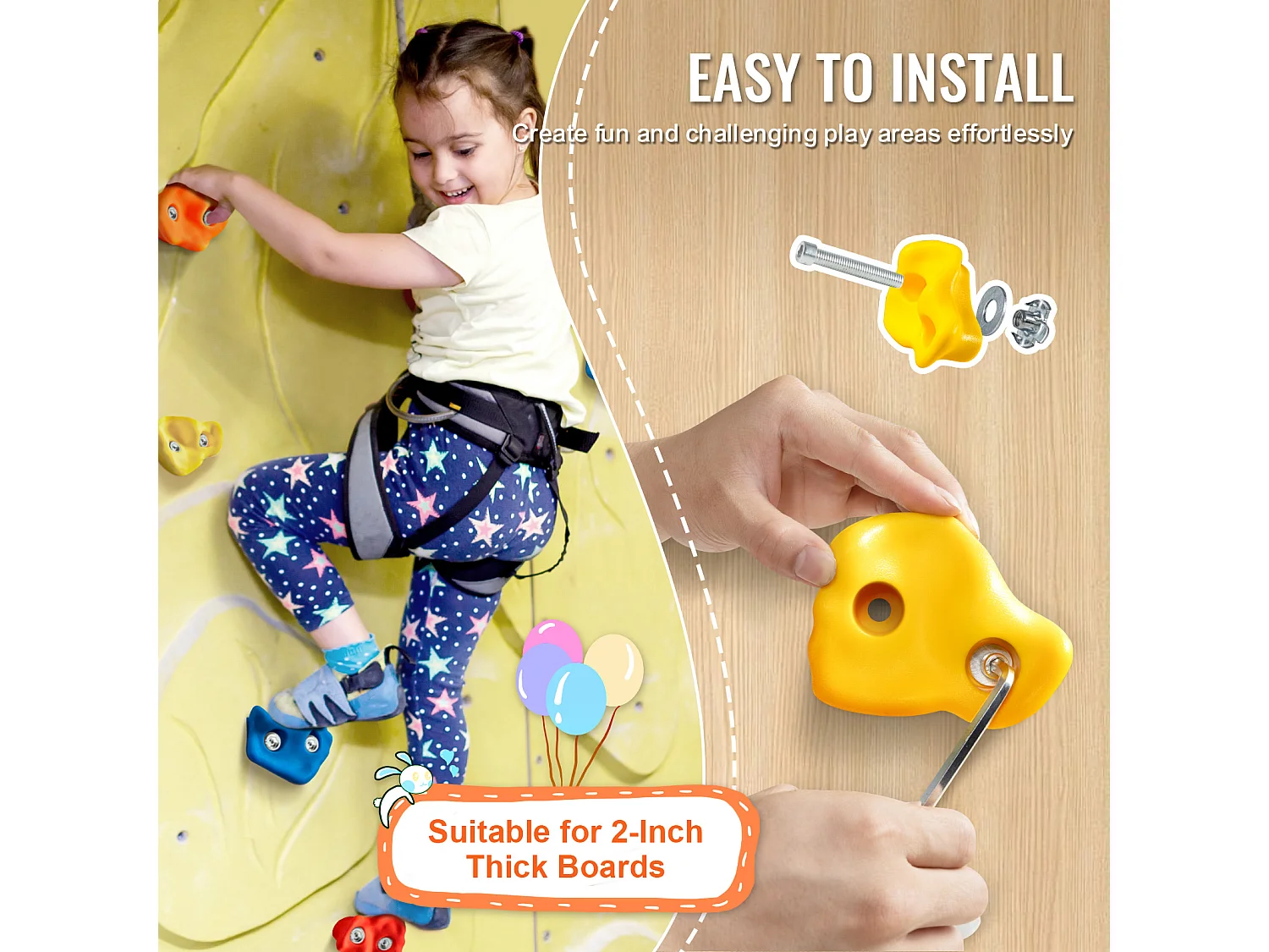 Kit d'Escalade SucceBuy 25, Rochers d'Escalade, Prises Murales pour Rochers, Poignées Intérieures/Extérieures