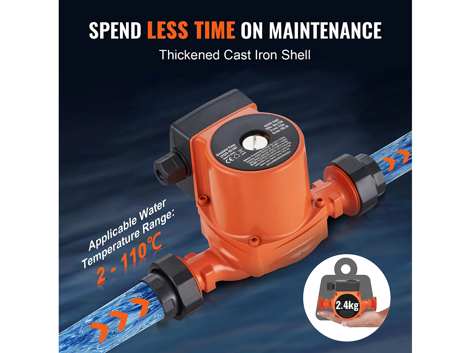 Pompe de Circulation d'Eau Chaude SucceBuy LPS25-4S-180 220 V 72 W 50 LPM Pompe de Recirculation