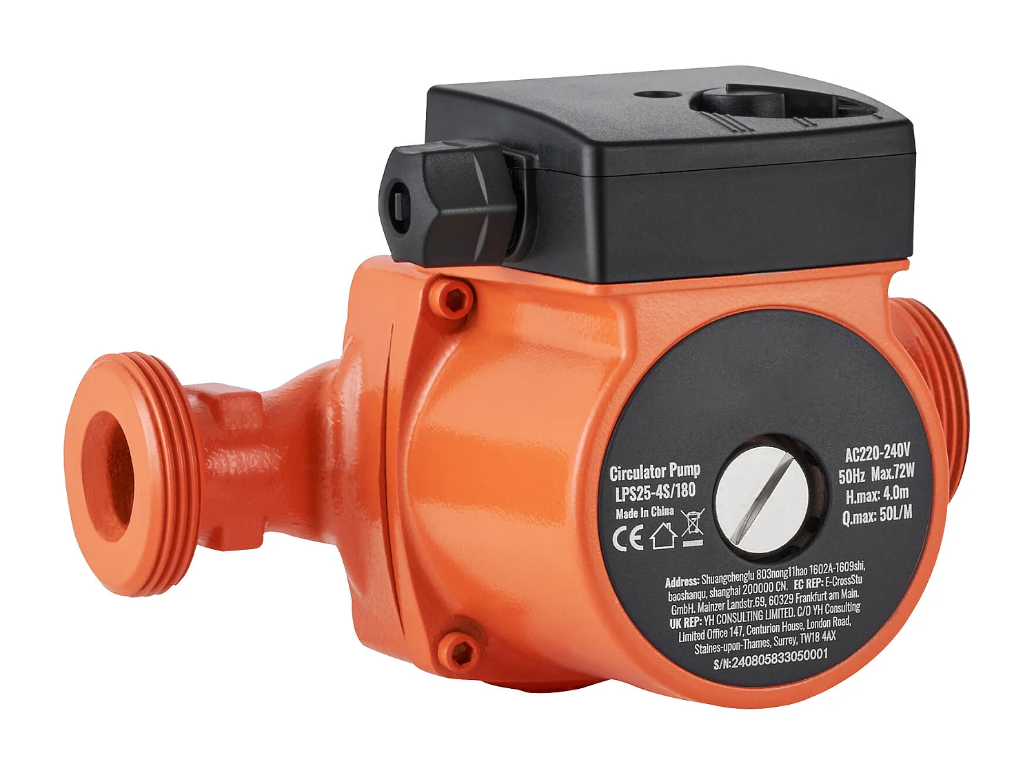 Pompe de Circulation d'Eau Chaude SucceBuy LPS25-4S-180 220 V 72 W 50 LPM Pompe de Recirculation