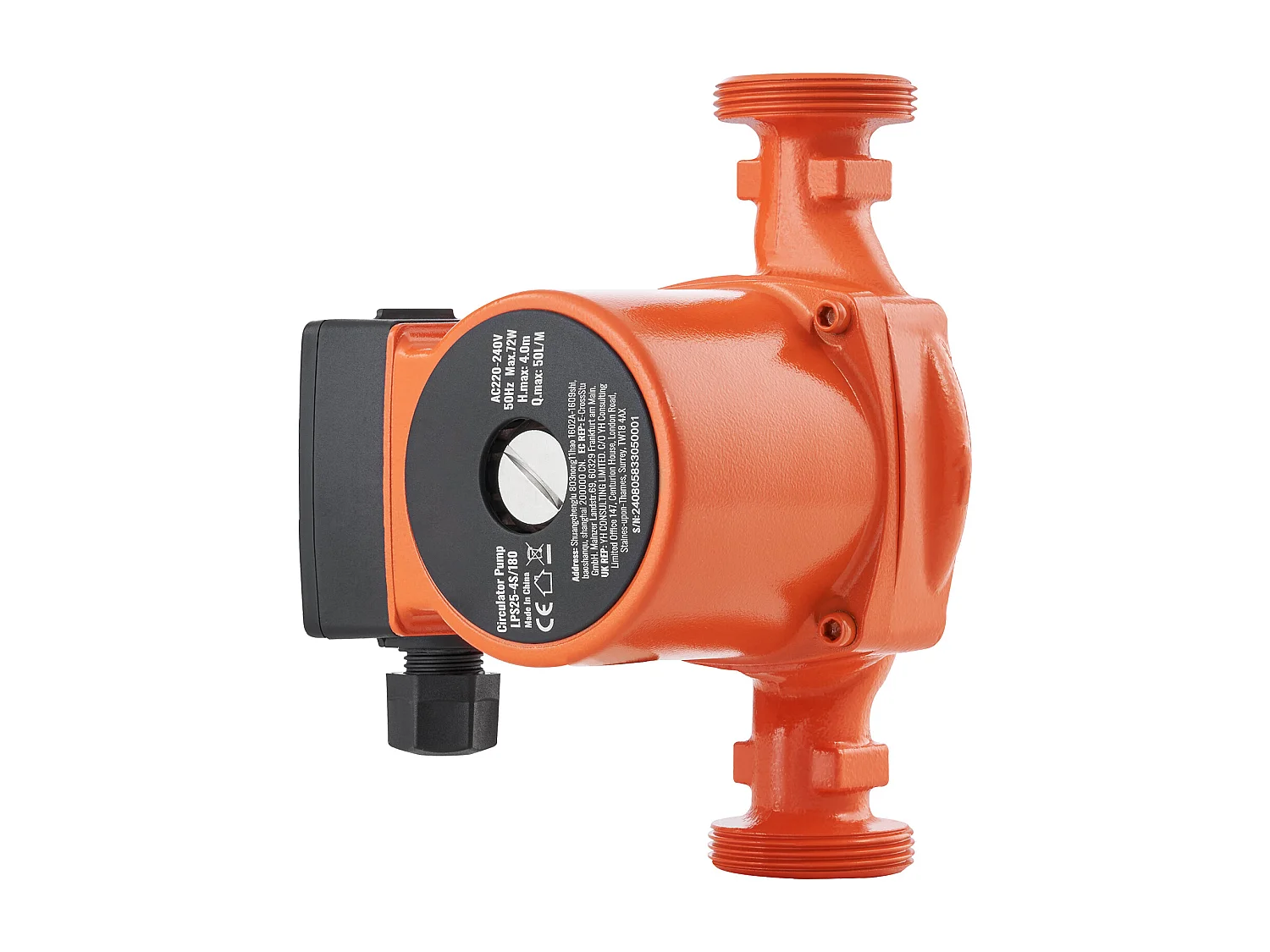 Pompe de Circulation d'Eau Chaude SucceBuy LPS25-4S-180 220 V 72 W 50 LPM Pompe de Recirculation